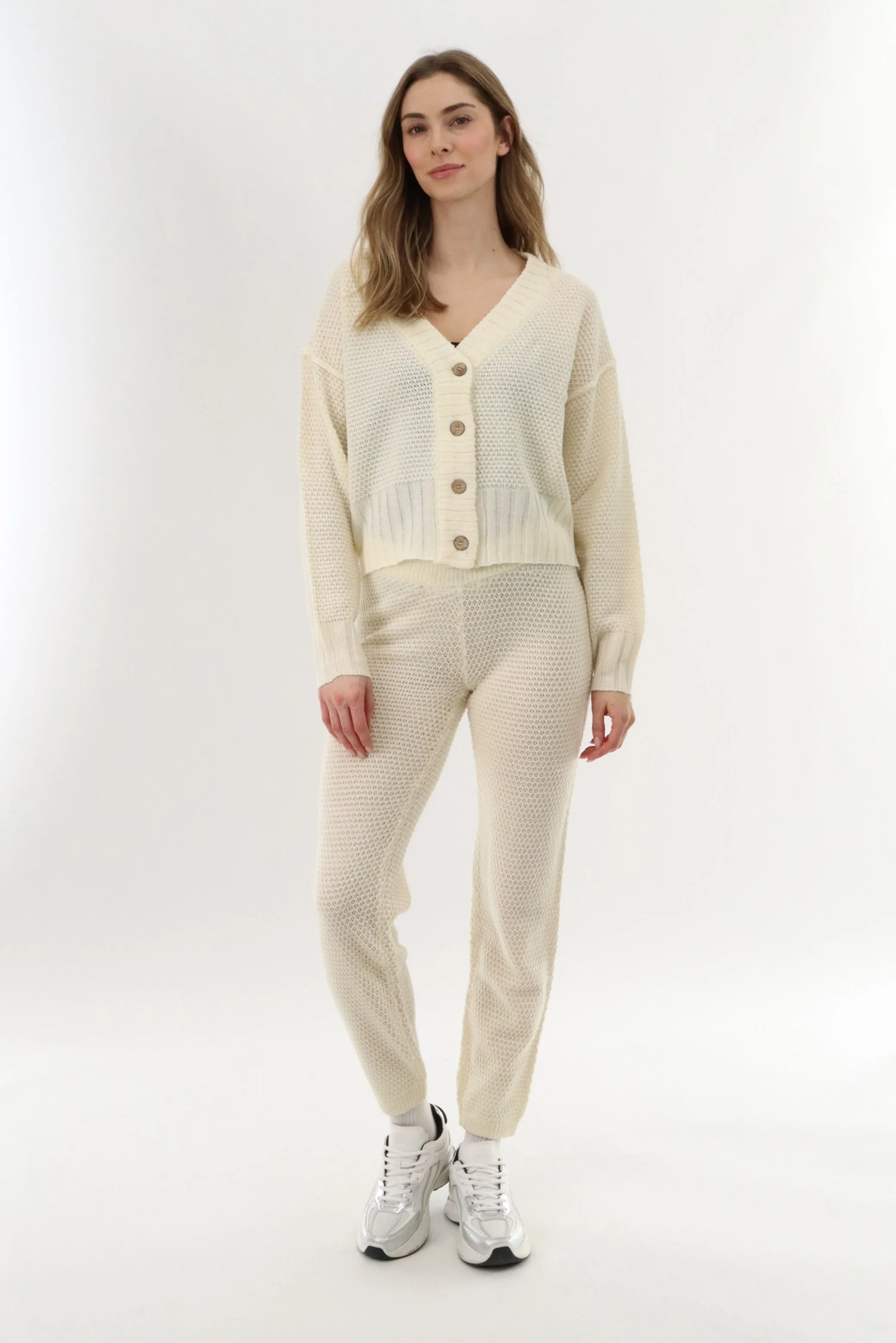 V-Neck Knit Cardigan - Cream sold by Fairweather product image thumbnail 5