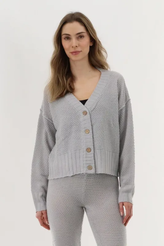Runaway Bay V-Neck Knit Cardigan - Grey sold by Fairweather