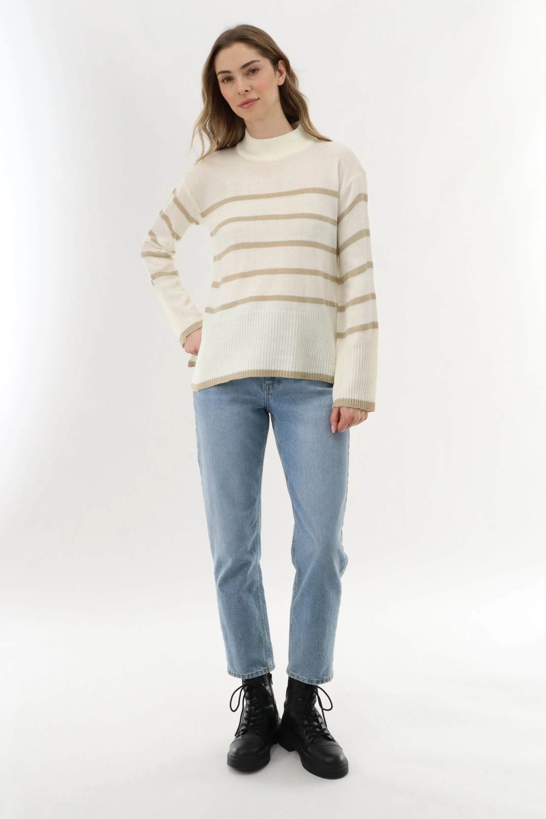 Beechers Brook Striped Knit Pullover Sweater - Cream sold by Fairweather product image thumbnail 5