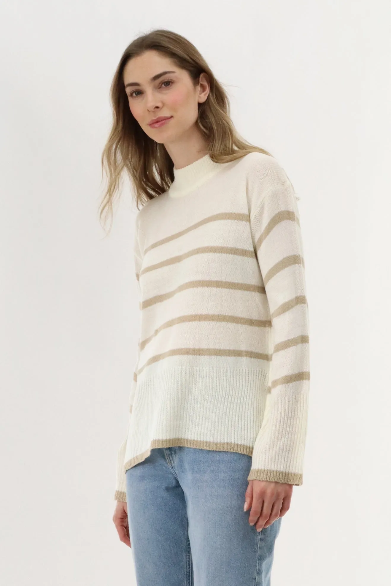 Beechers Brook Striped Knit Pullover Sweater - Cream sold by Fairweather product image thumbnail 2