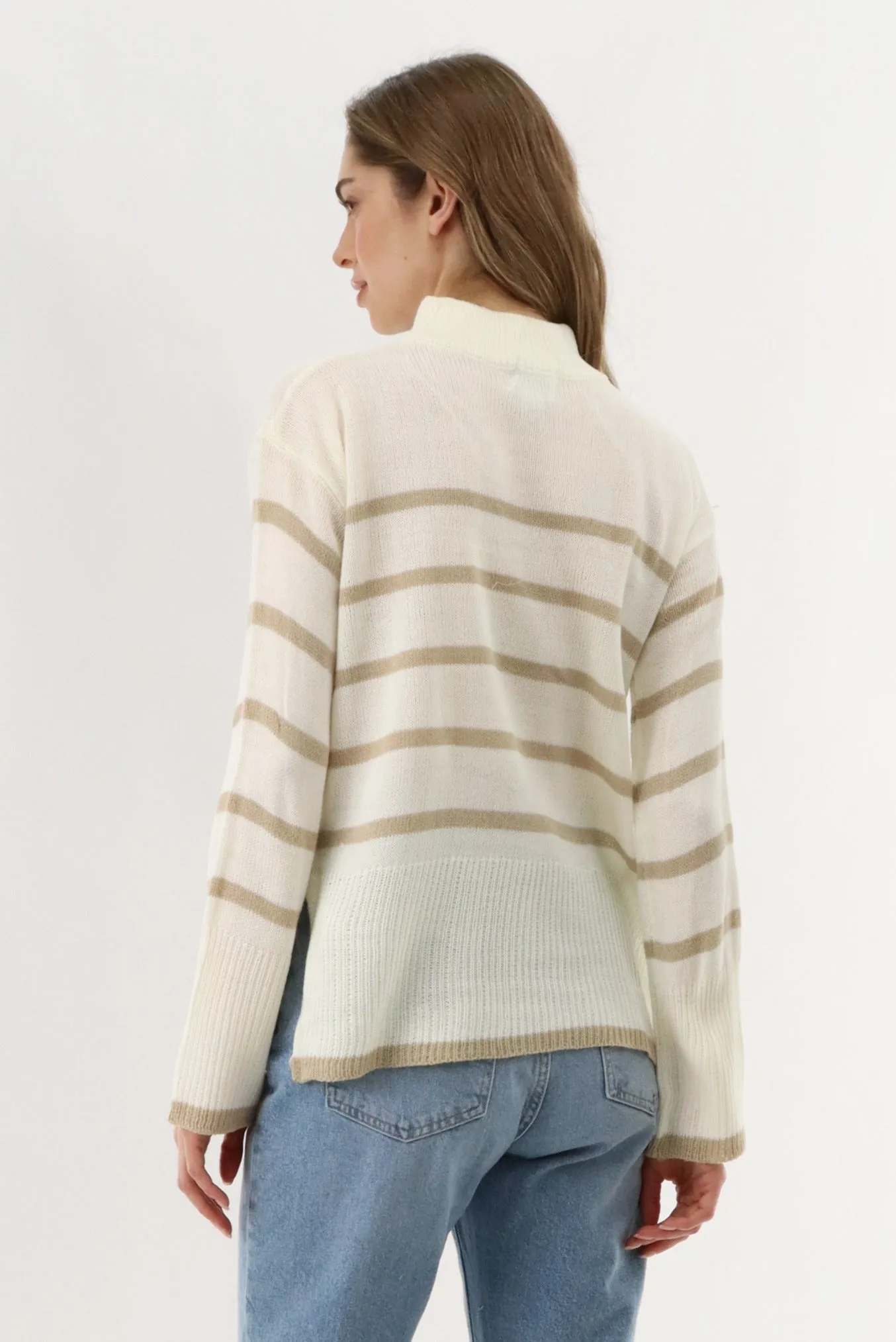Beechers Brook Striped Knit Pullover Sweater - Cream sold by Fairweather product image thumbnail 3