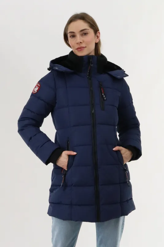 Canada Weather Gear Knit Collar Quilted Puffer Parka - Navy sold by Fairweather