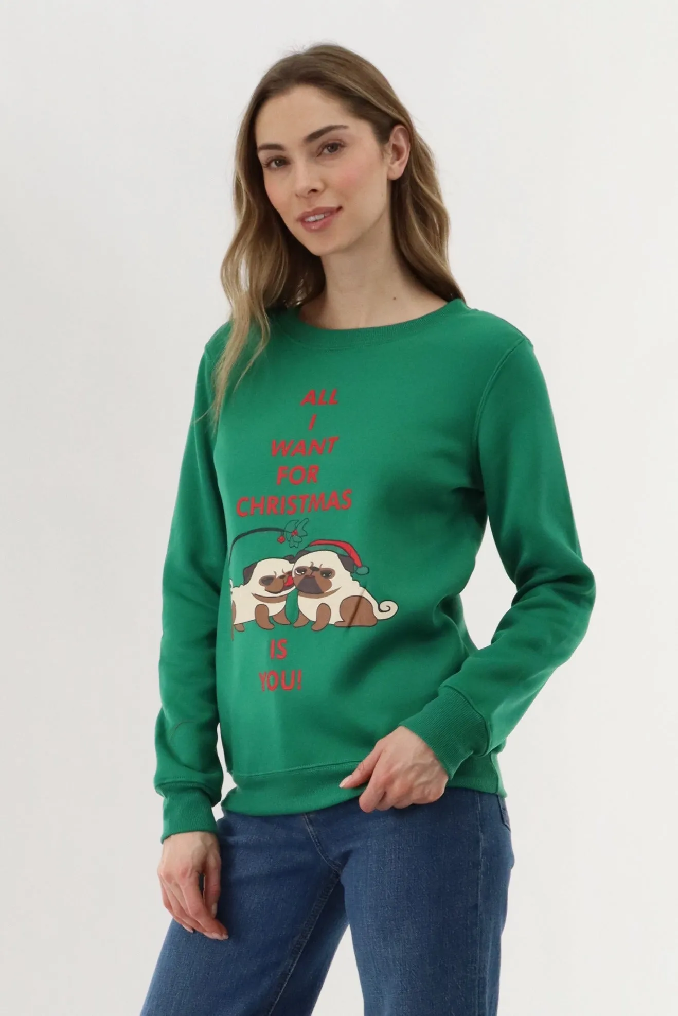 Festive Pugs Christmas Sweater - Green sold by Fairweather product image thumbnail 2