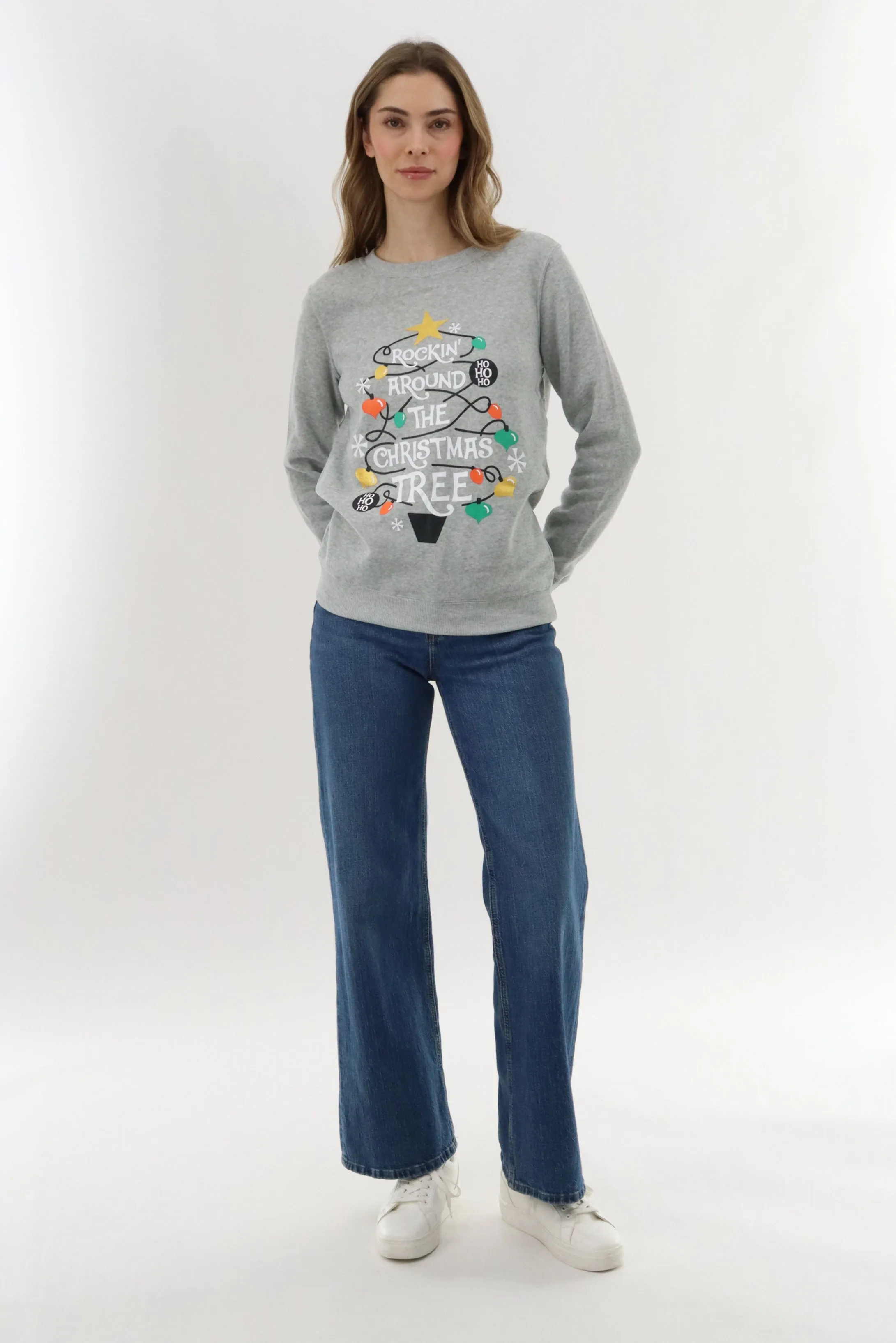 Festive Rockin' Around Christmas Sweater - Grey sold by Fairweather product image thumbnail 5