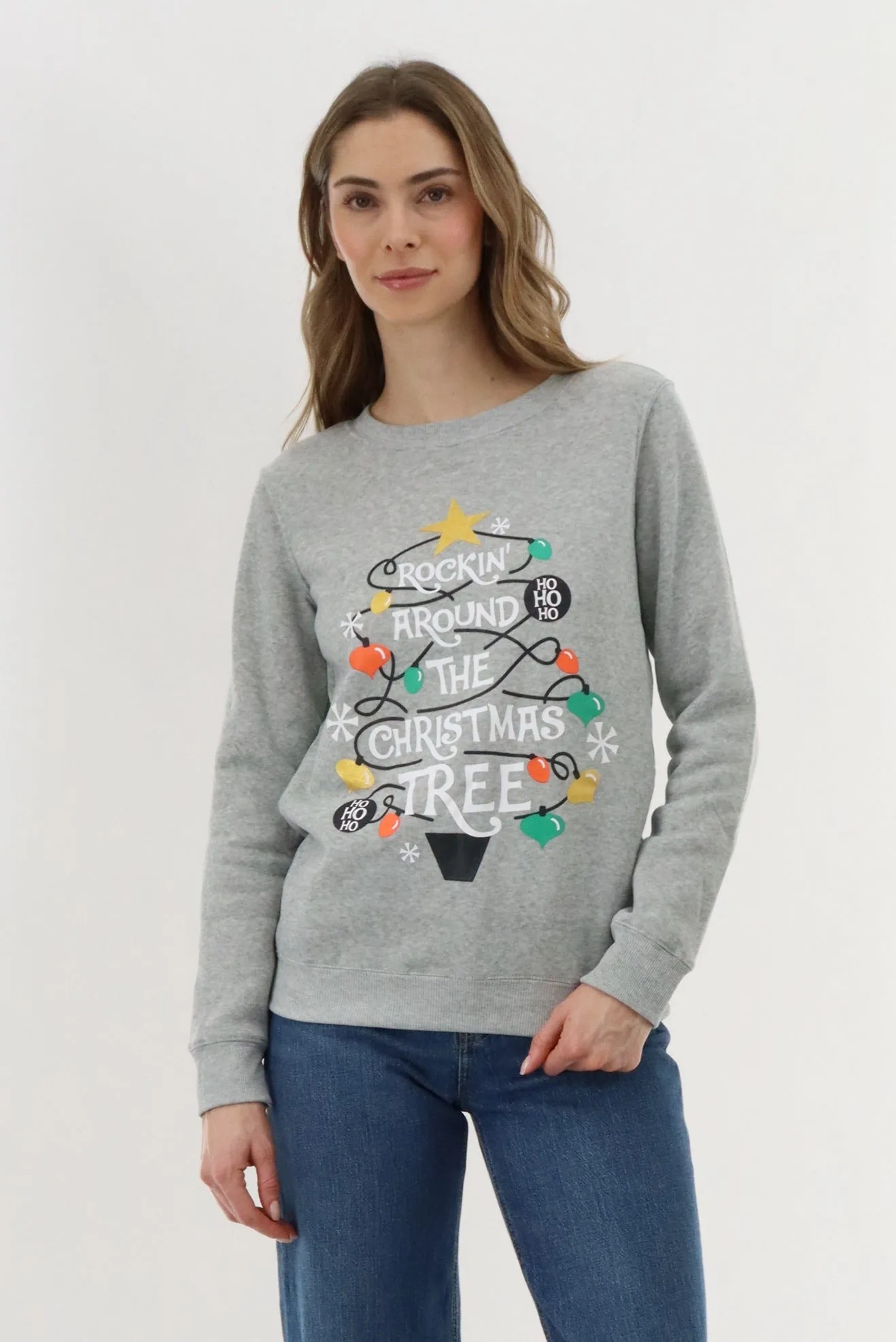 Festive Rockin' Around Christmas Sweater - Grey sold by Fairweather
