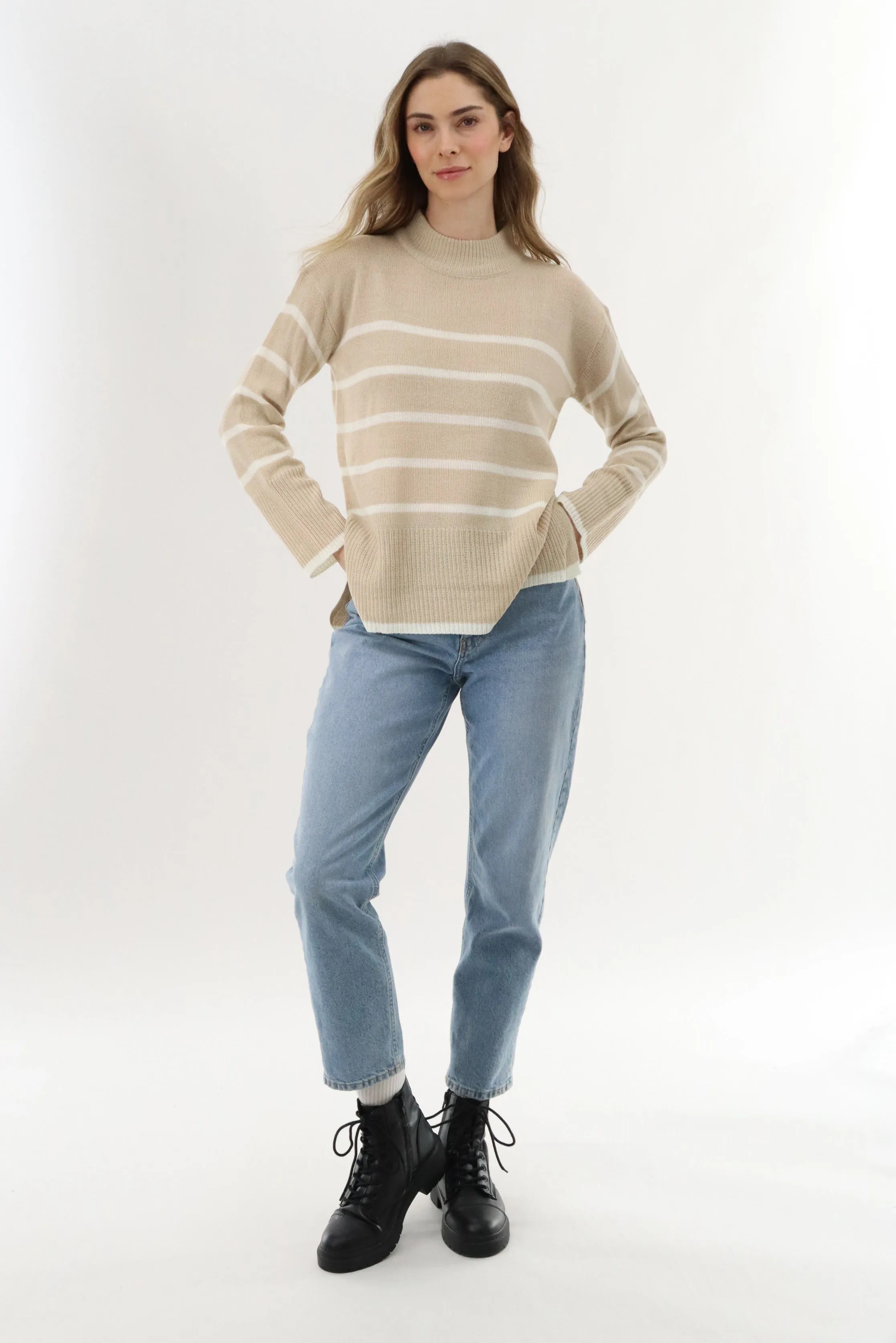 Striped Knit Pullover Sweater - Beige sold by Fairweather product image thumbnail 5