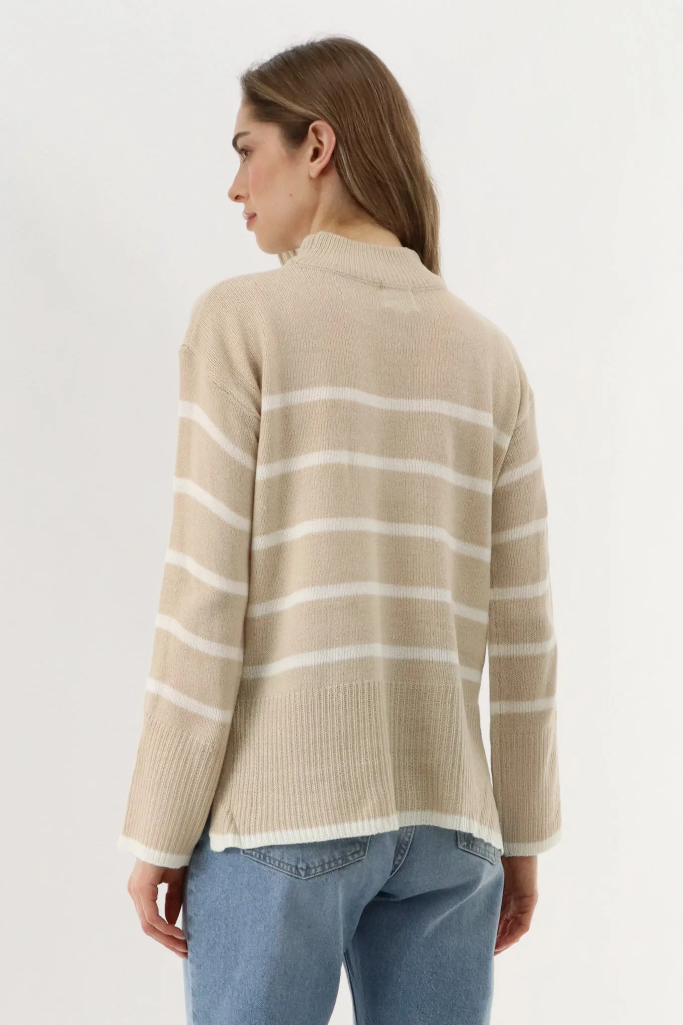 Striped Knit Pullover Sweater - Beige sold by Fairweather product image thumbnail 3