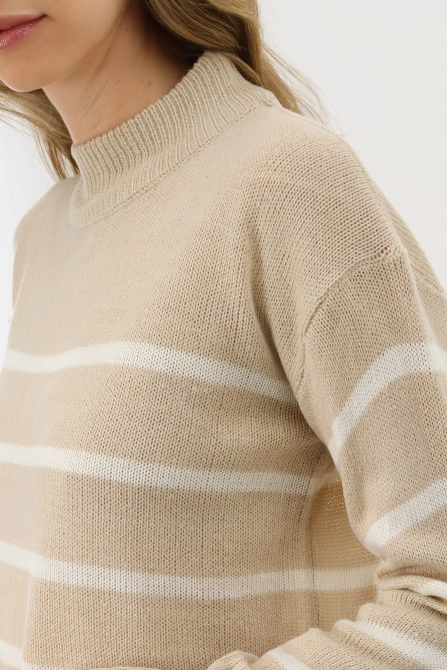 Striped Knit Pullover Sweater - Beige sold by Fairweather product image thumbnail 4