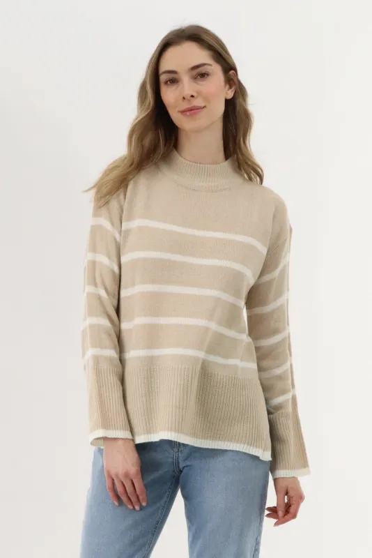 Beechers Brook Striped Knit Pullover Sweater - Beige sold by Fairweather