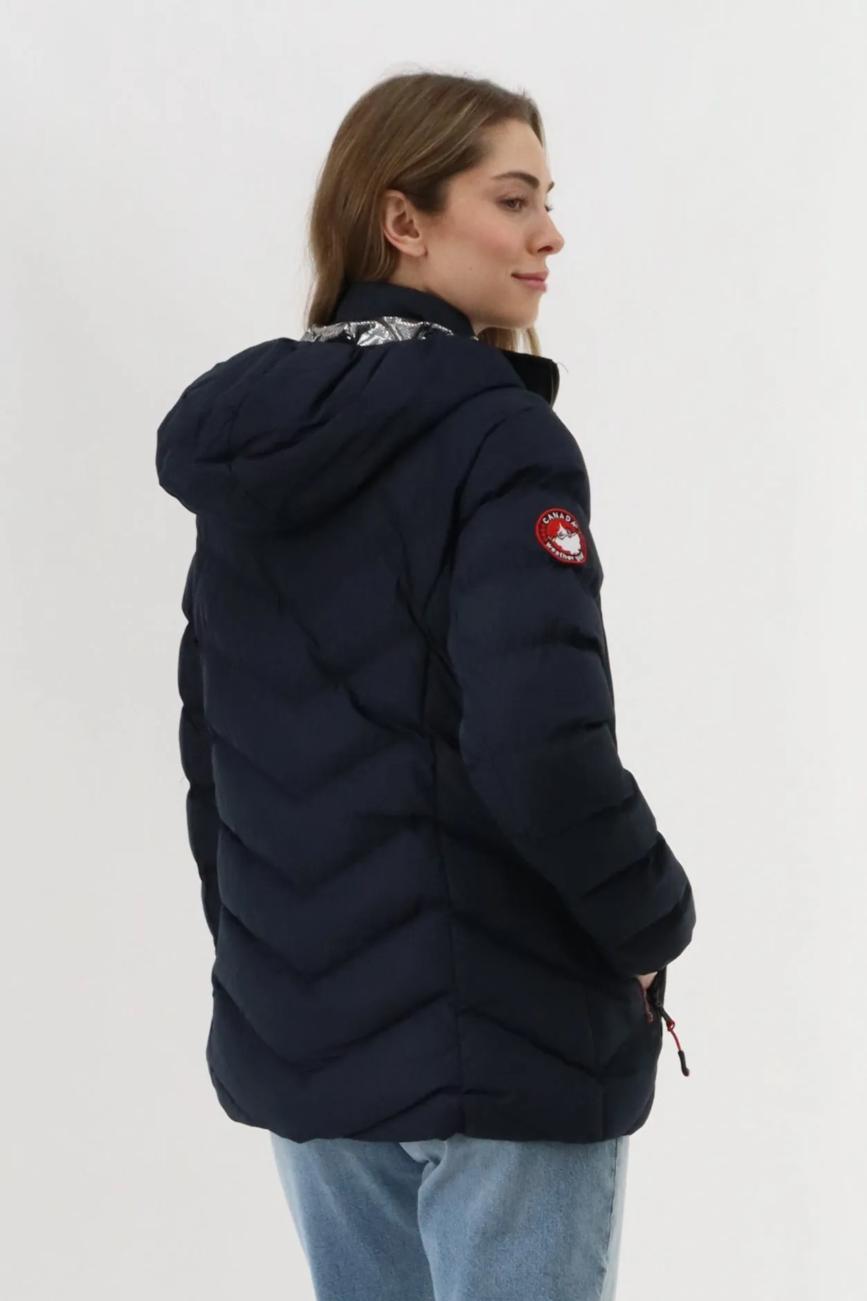 Canada Weather Gear Quilted Puffer Double Zip Bomber Jacket - Navy sold by Fairweather product image thumbnail 3