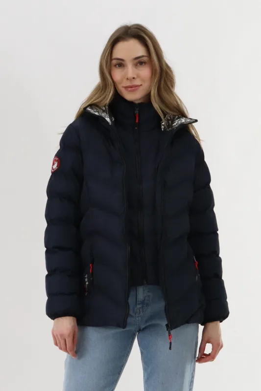 Canada Weather Gear Quilted Puffer Double Zip Bomber Jacket - Navy sold by Fairweather