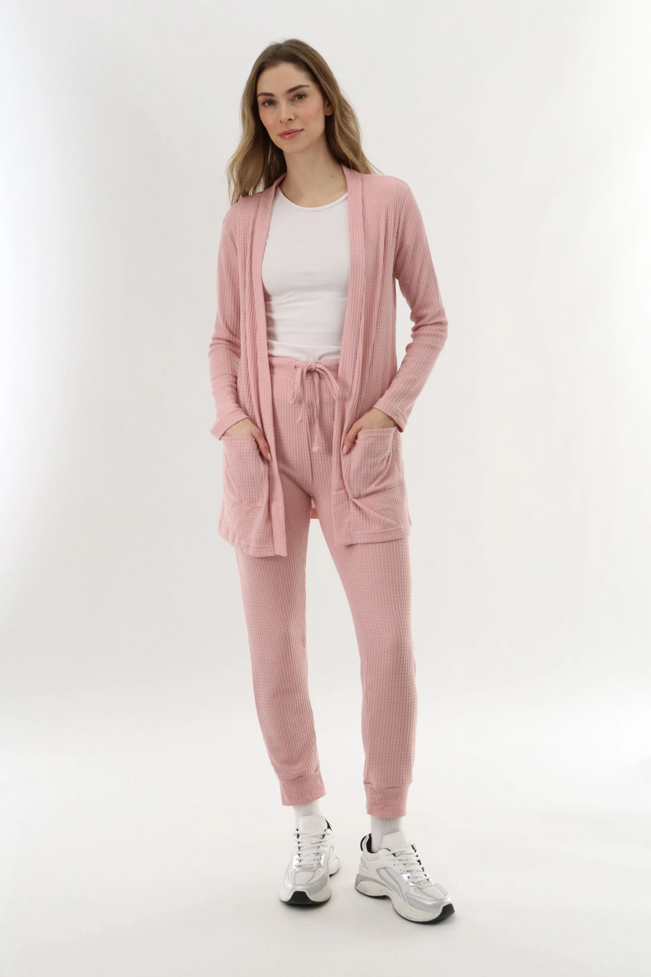 International INC Company Waffle Knit Open Front Cardigan - Blush sold by Fairweather product image thumbnail 5