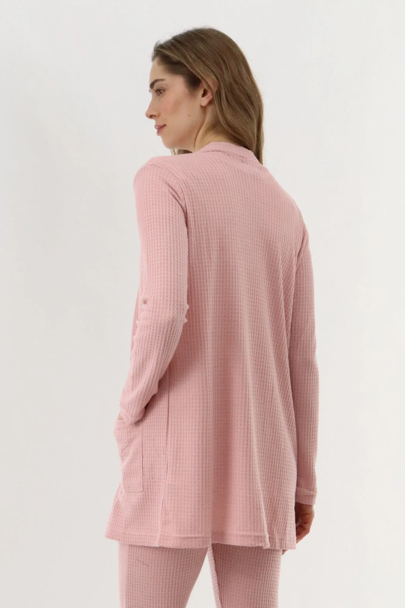 International INC Company Waffle Knit Open Front Cardigan - Blush sold by Fairweather product image thumbnail 3