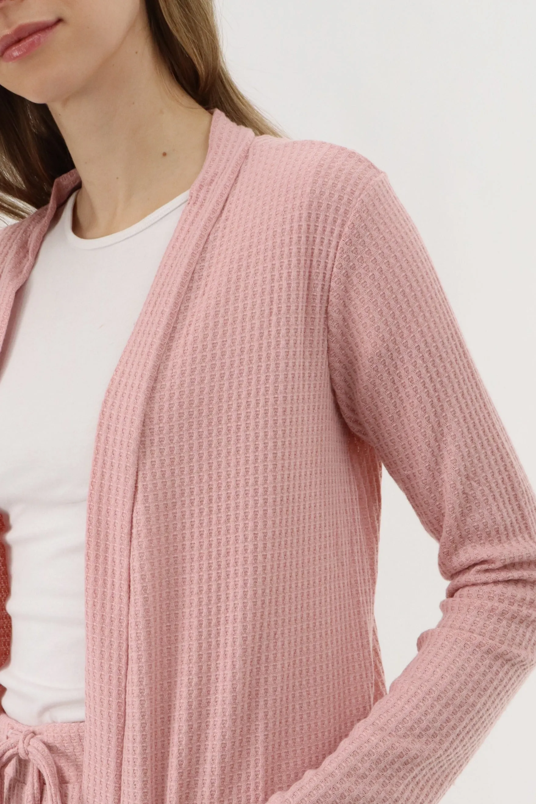 International INC Company Waffle Knit Open Front Cardigan - Blush sold by Fairweather product image thumbnail 4
