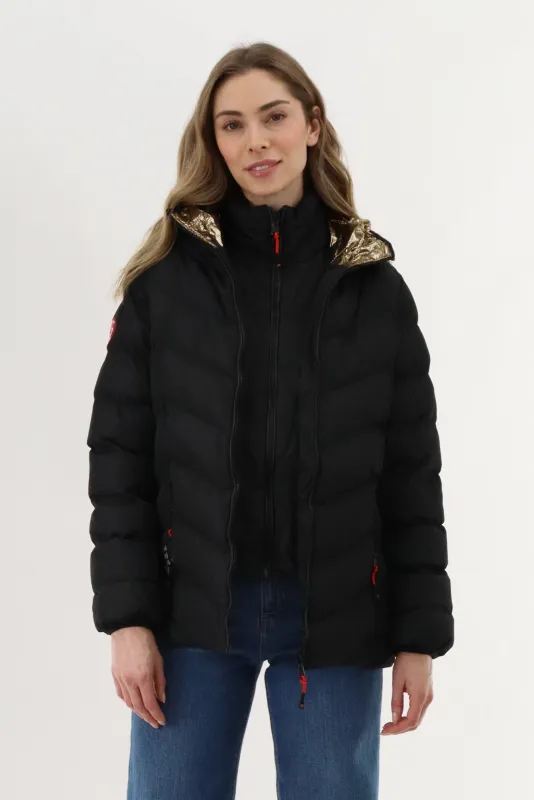Canada Weather Gear Quilted Puffer Double Zip Bomber Jacket - Black sold by Fairweather