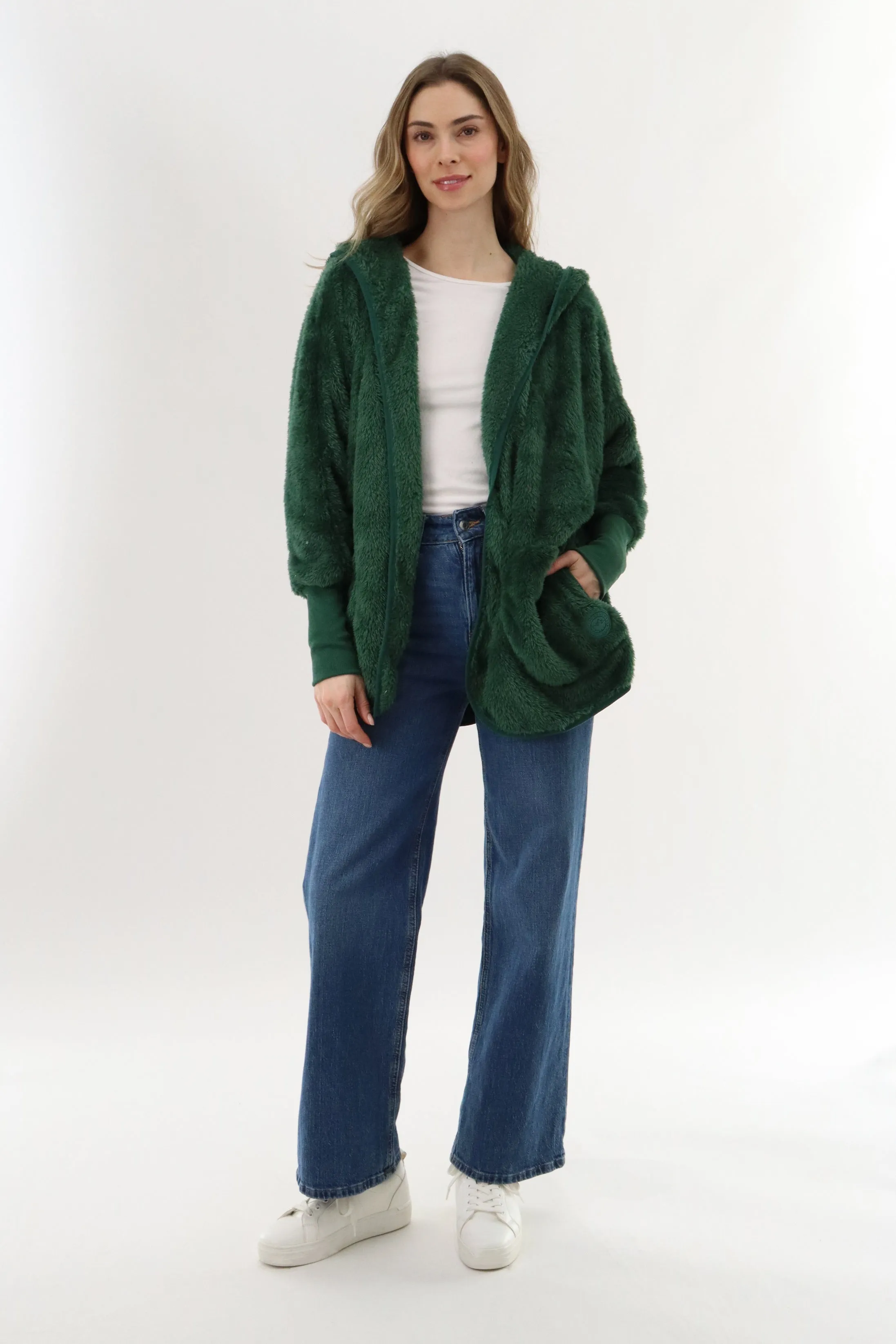Open Front Teddy Cardigan - Green sold by Fairweather product image thumbnail 5