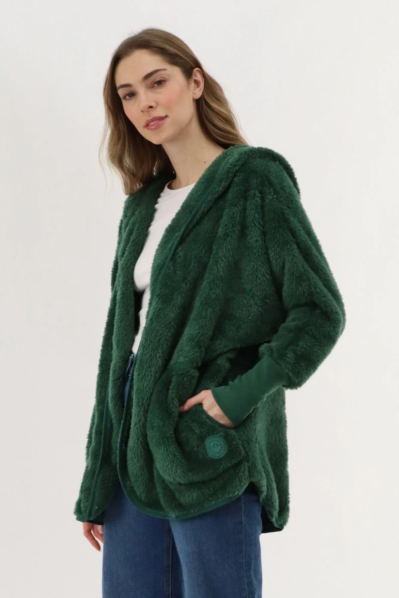 Open Front Teddy Cardigan - Green sold by Fairweather product image thumbnail 2