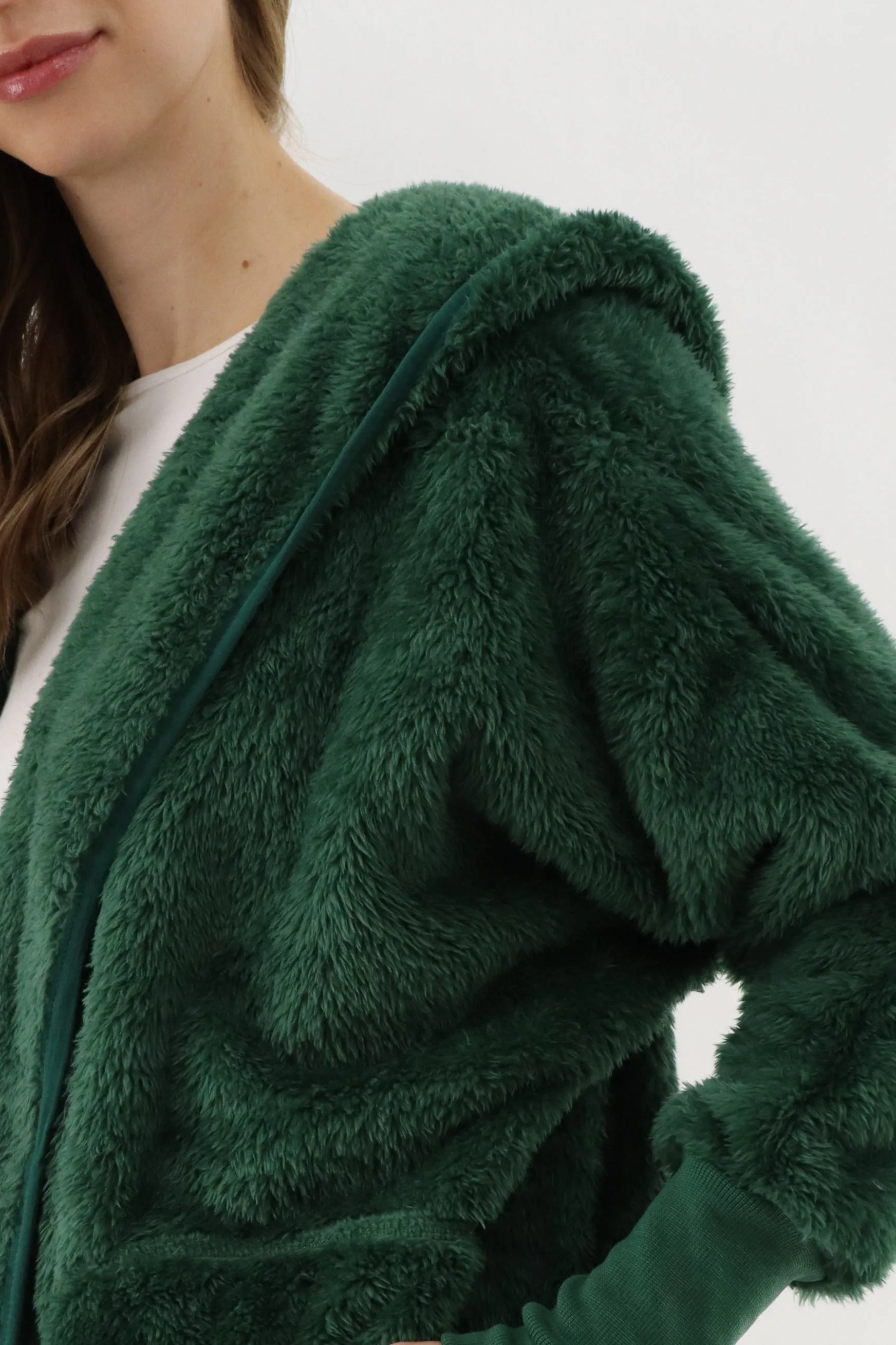Open Front Teddy Cardigan - Green sold by Fairweather product image thumbnail 4