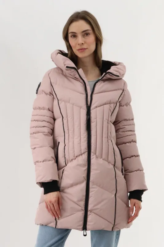 Canada Weather Gear Quilted Hooded Parka Jacket - Blush sold by Fairweather