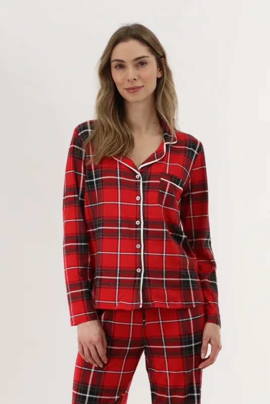 Canada Weather Gear Long Sleeve Button Up Pajama Top - Red sold by Fairweather