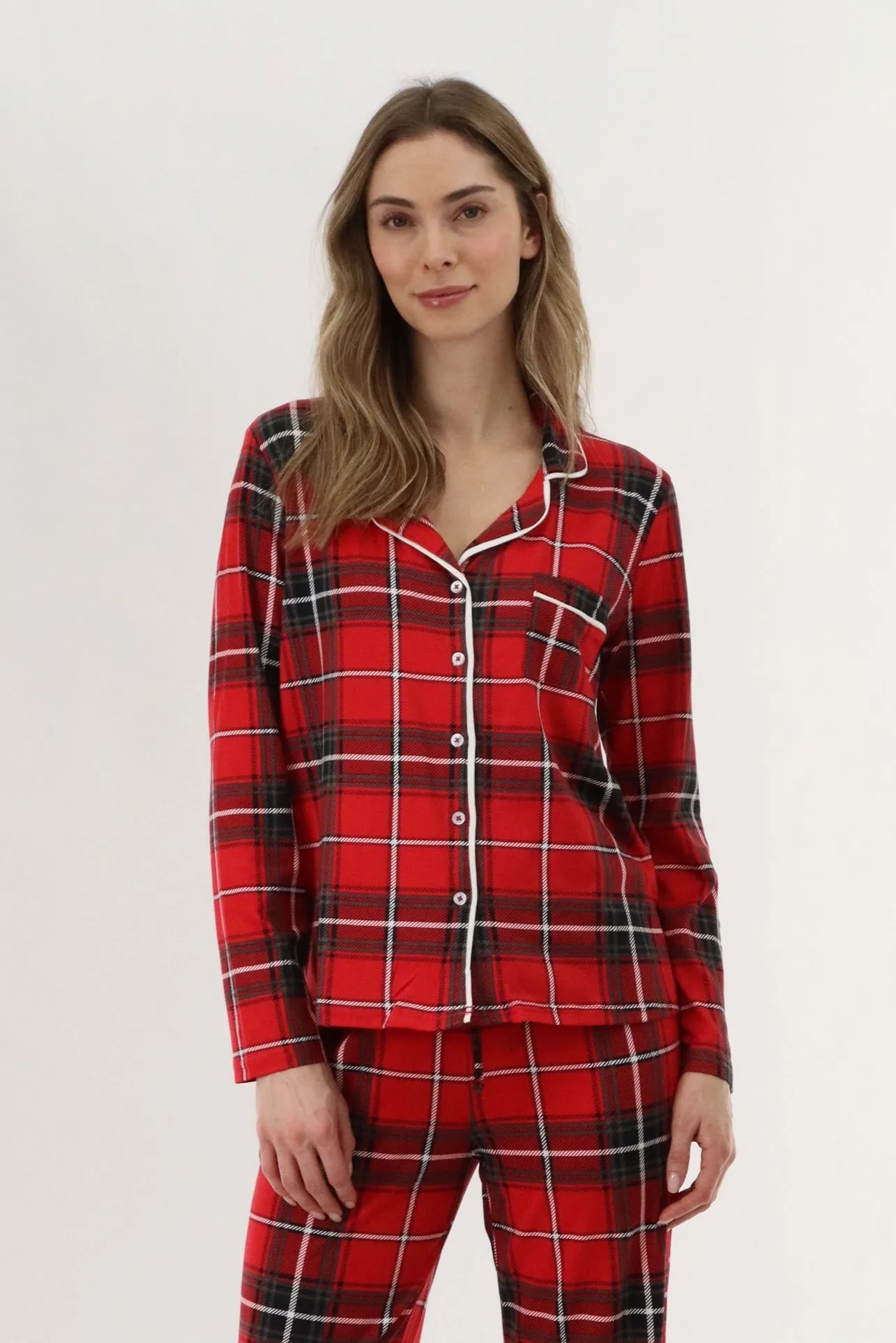 Canada Weather Gear Long Sleeve Button Up Pajama Top - Red sold by Fairweather
