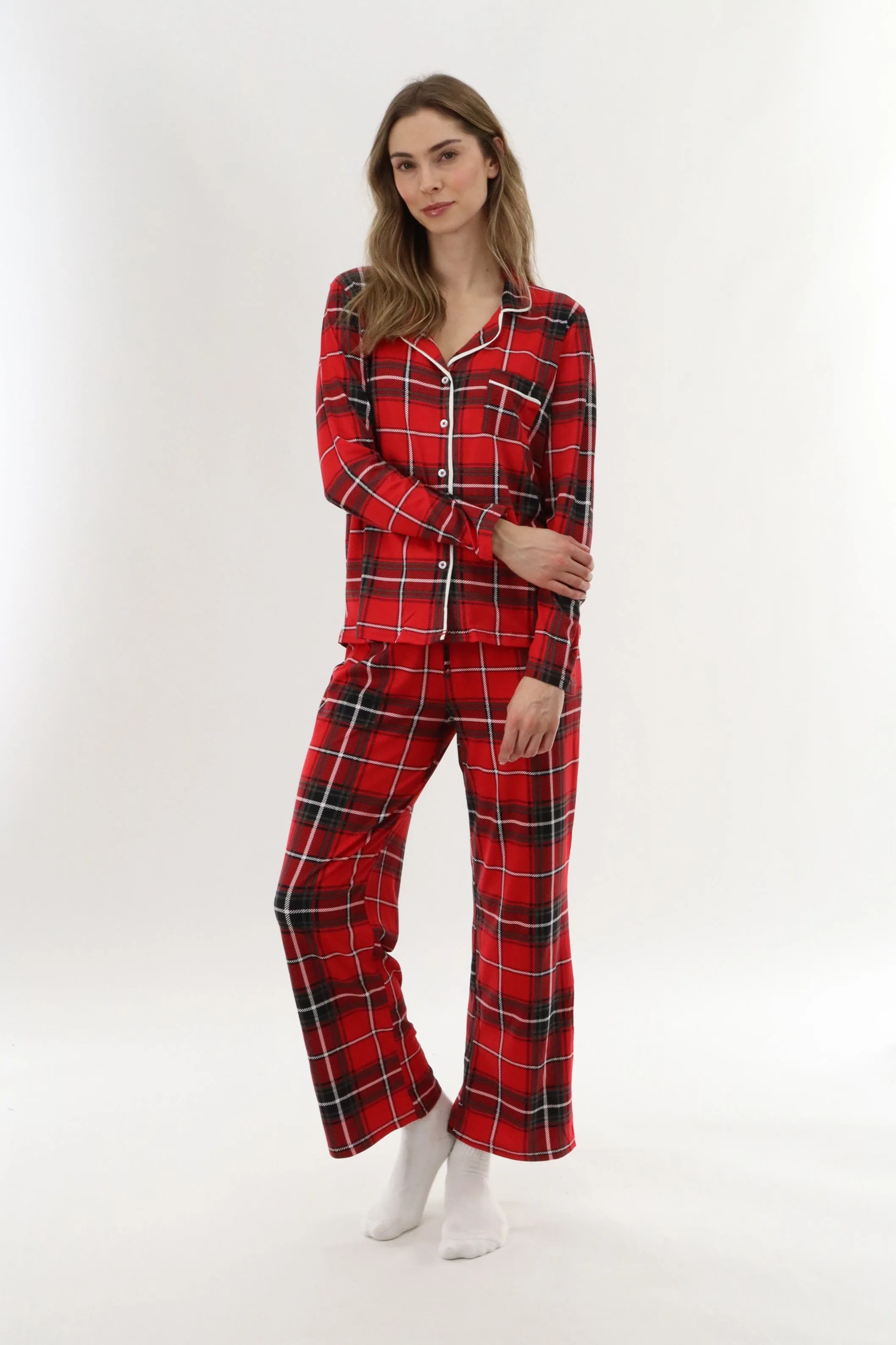 Canada Weather Gear Long Sleeve Button Up Pajama Top - Red sold by Fairweather product image thumbnail 5