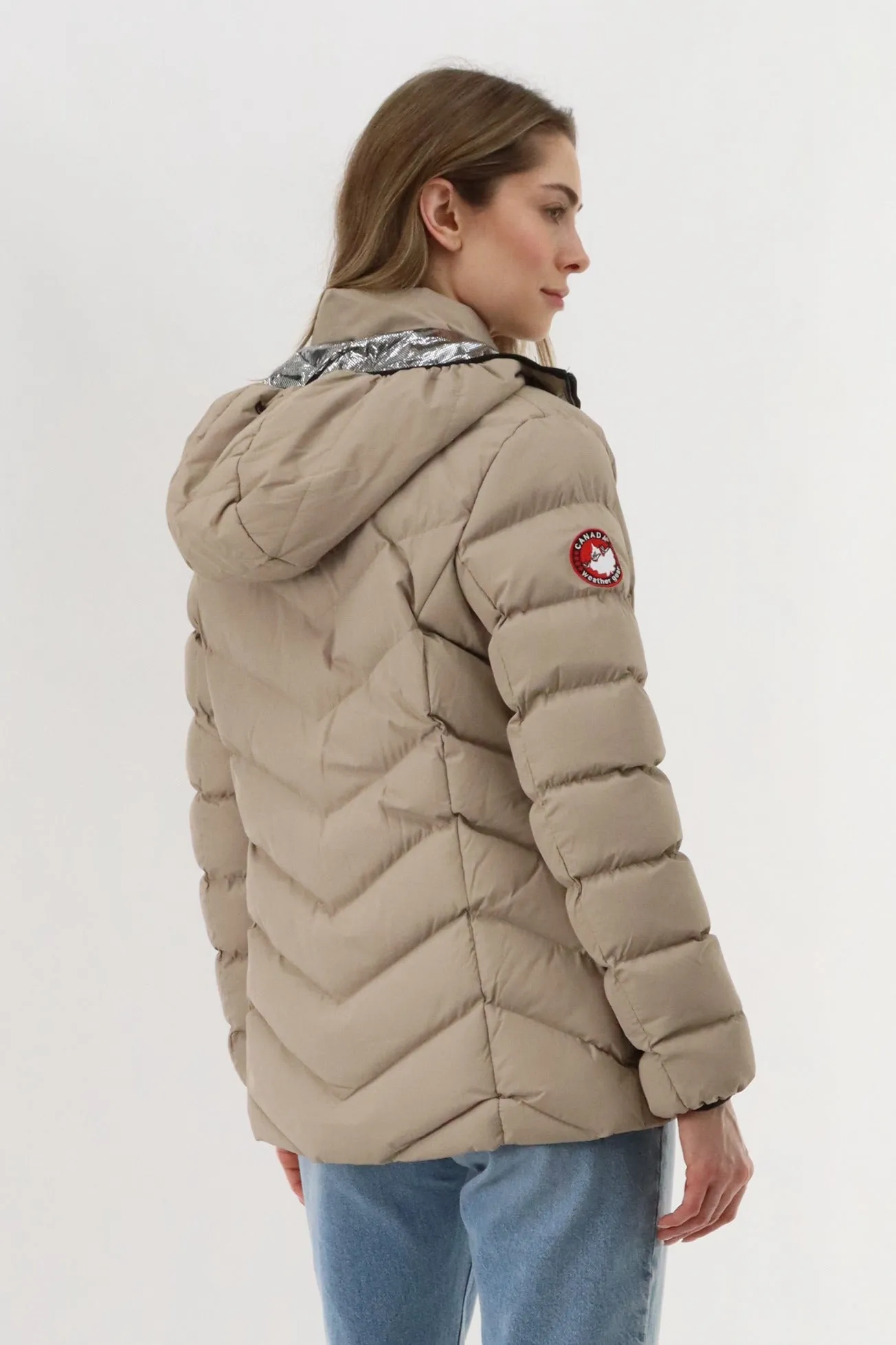 Canada Weather Gear Quilted Puffer Double Zip Bomber Jacket - Beige sold by Fairweather product image thumbnail 3