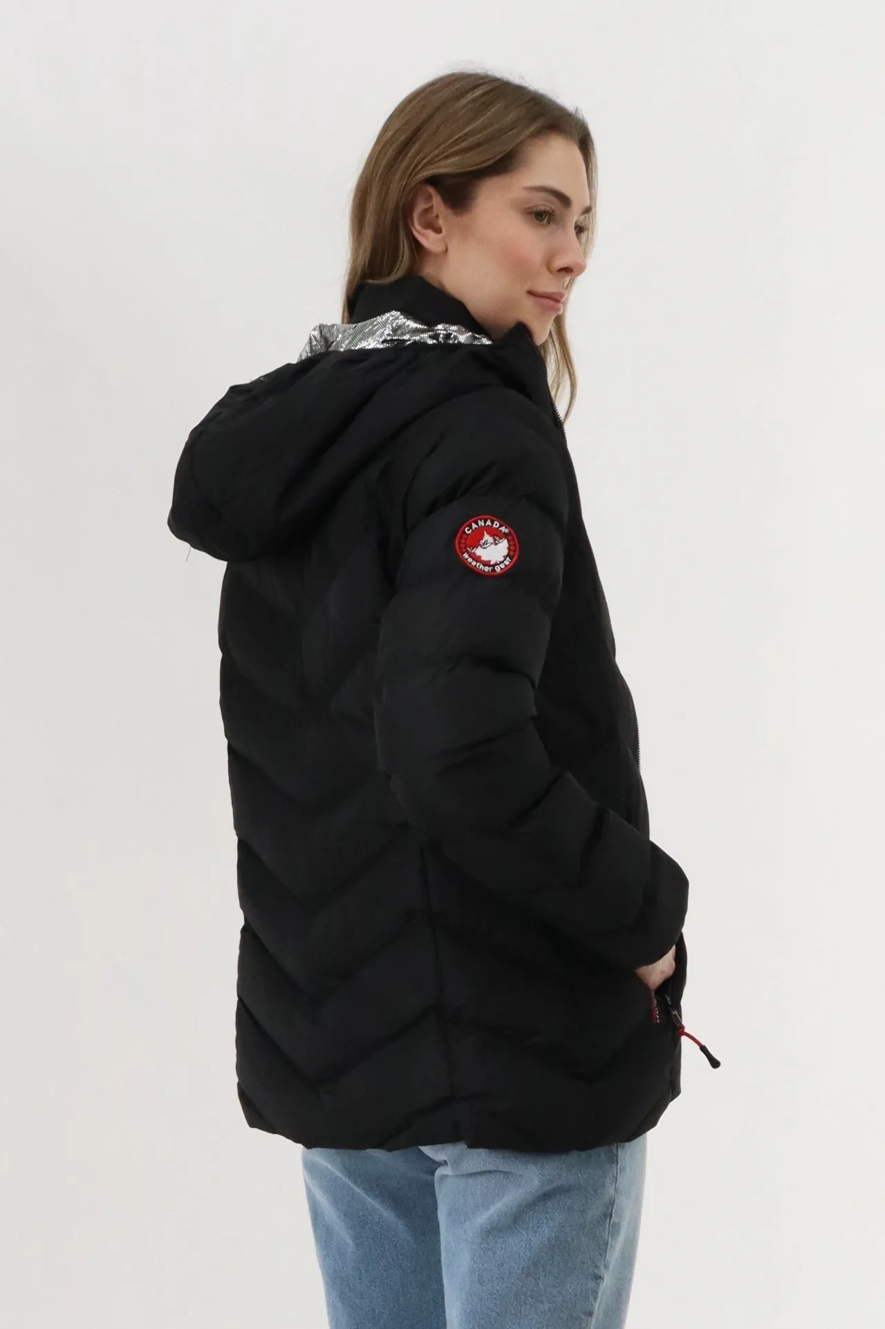 Canada Weather Gear Quilted Puffer Double Zip Bomber Jacket - Black sold by Fairweather product image thumbnail 3