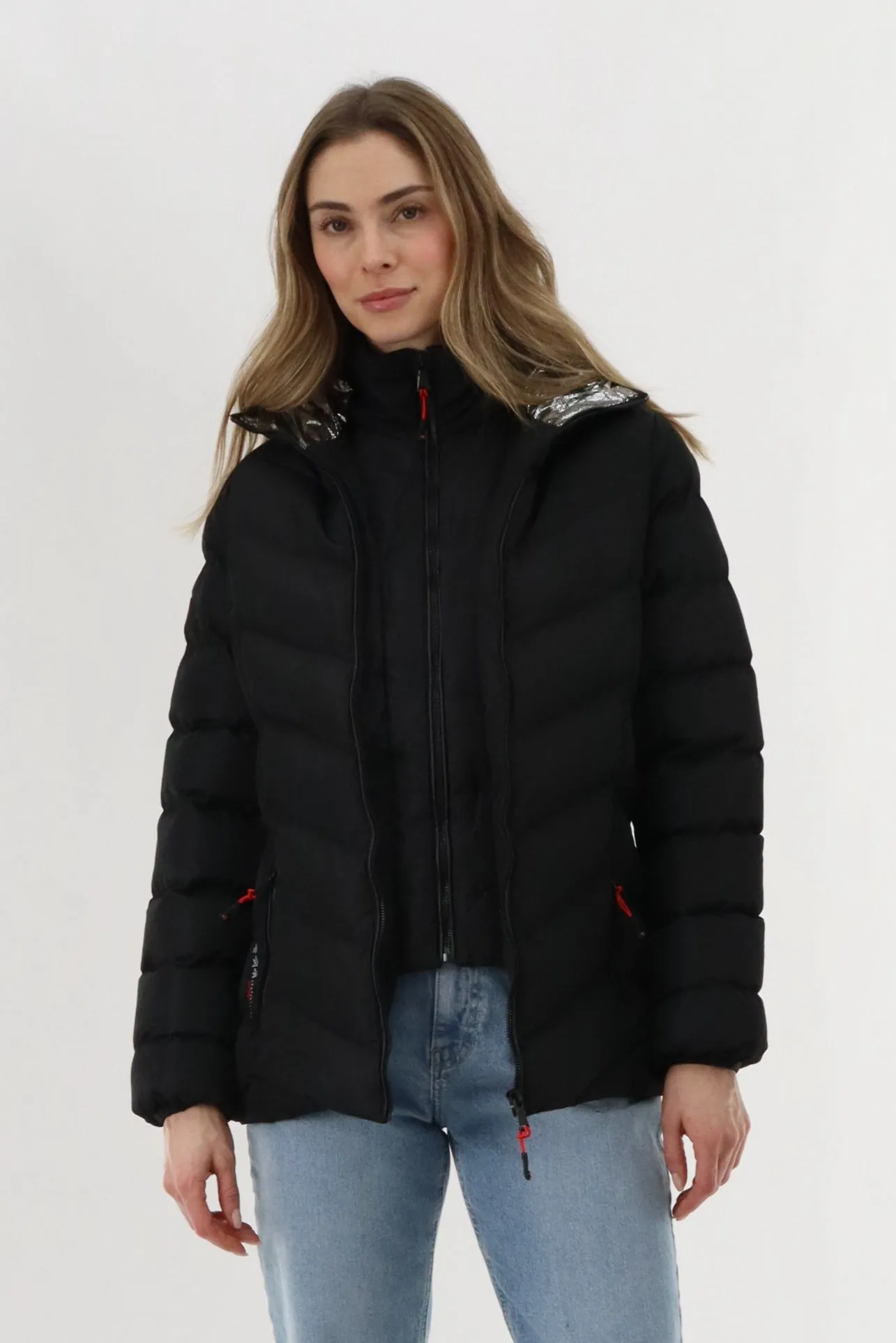 Canada Weather Gear Quilted Puffer Double Zip Bomber Jacket - Black sold by Fairweather