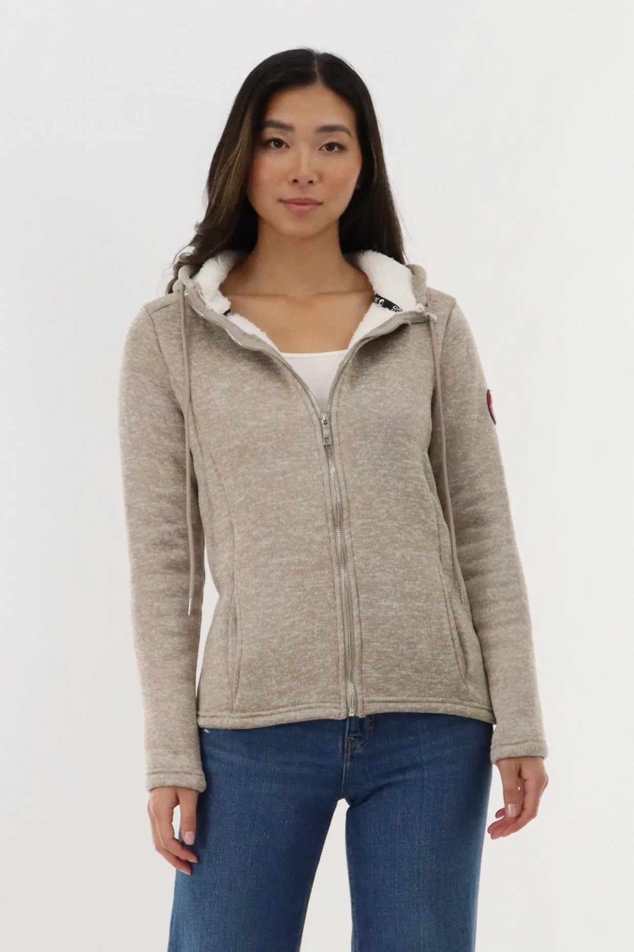 Canada Weather Gear Sherpa Lined Fleece Zip Up Hoodie - Beige sold by Fairweather