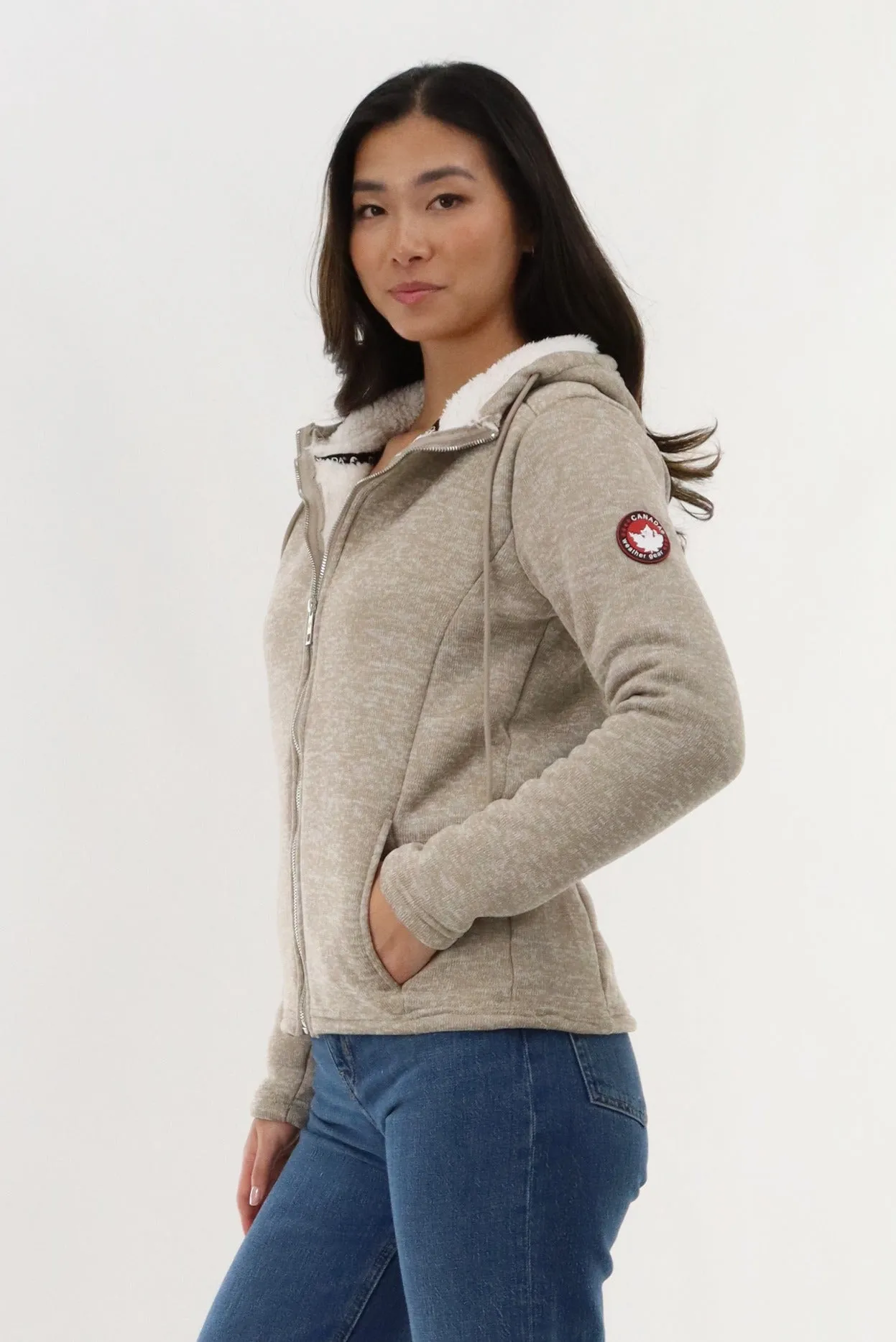 Canada Weather Gear Sherpa Lined Fleece Zip Up Hoodie - Beige sold by Fairweather product image thumbnail 2