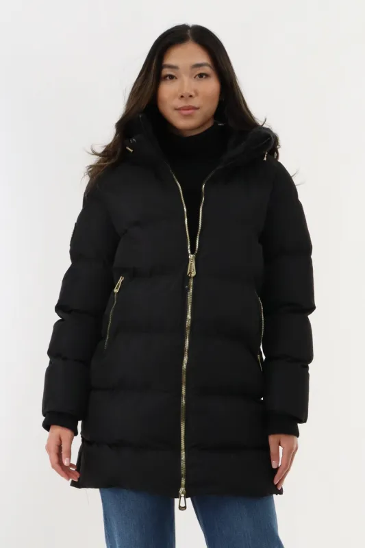 Canada Weather Gear Gold Trim Hip Length Parka Jacket - Black sold by Fairweather