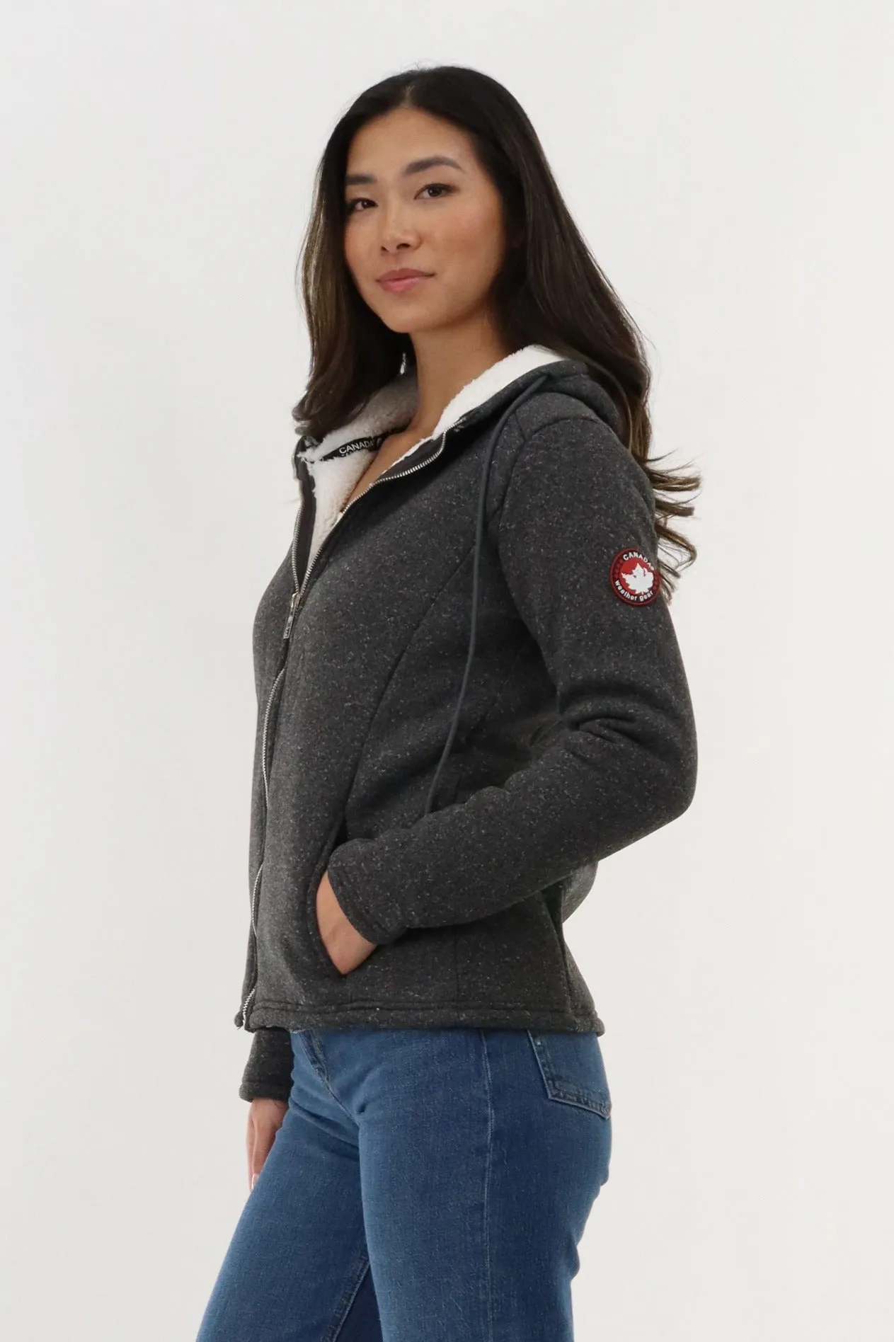 Sherpa Lined Fleece Zip Up Hoodie - Grey sold by Fairweather product image thumbnail 2