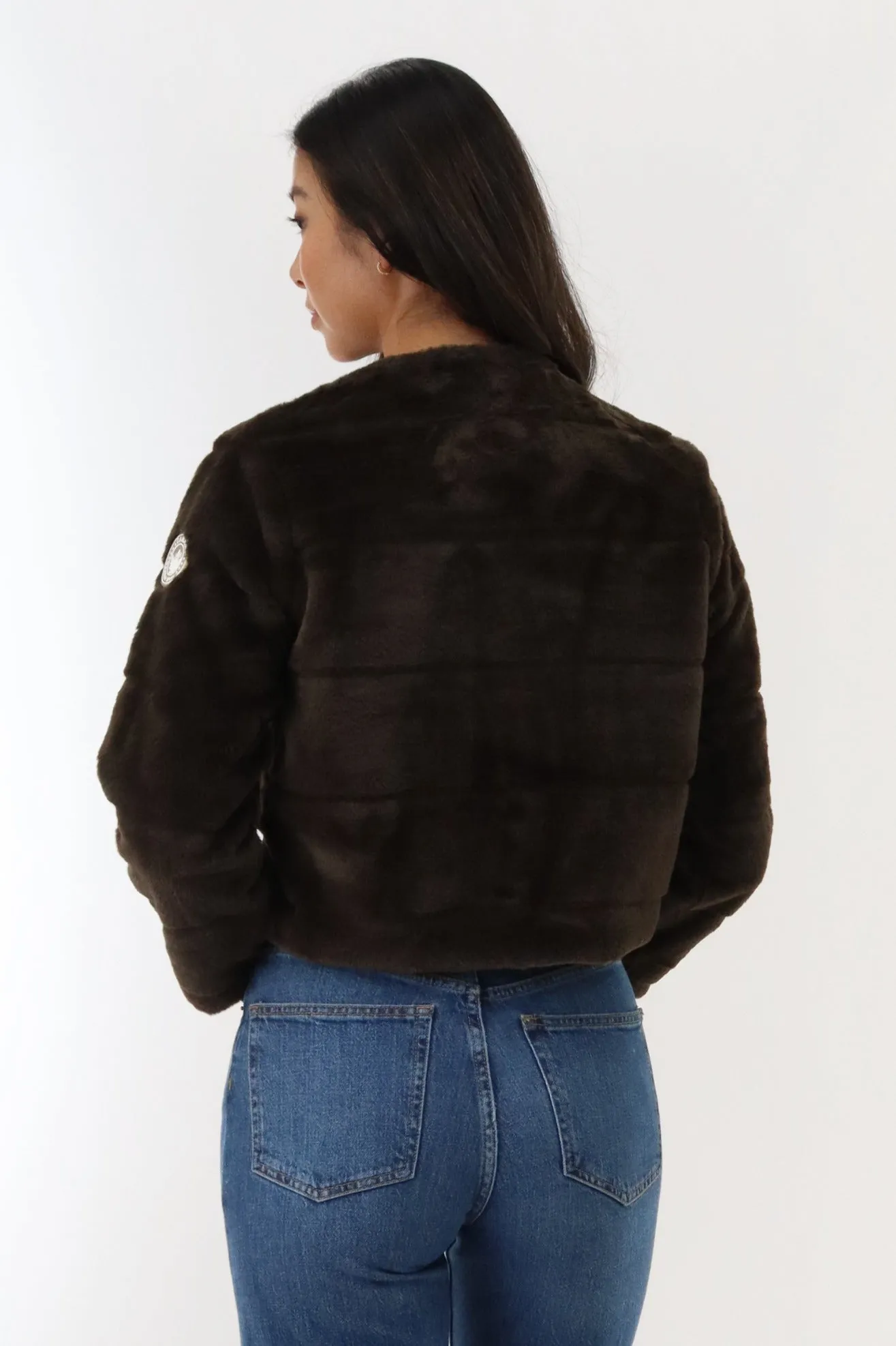 Canada Weather Gear Cropped Faux Fur Lightweight Jacket - Brown sold by Fairweather product image thumbnail 3