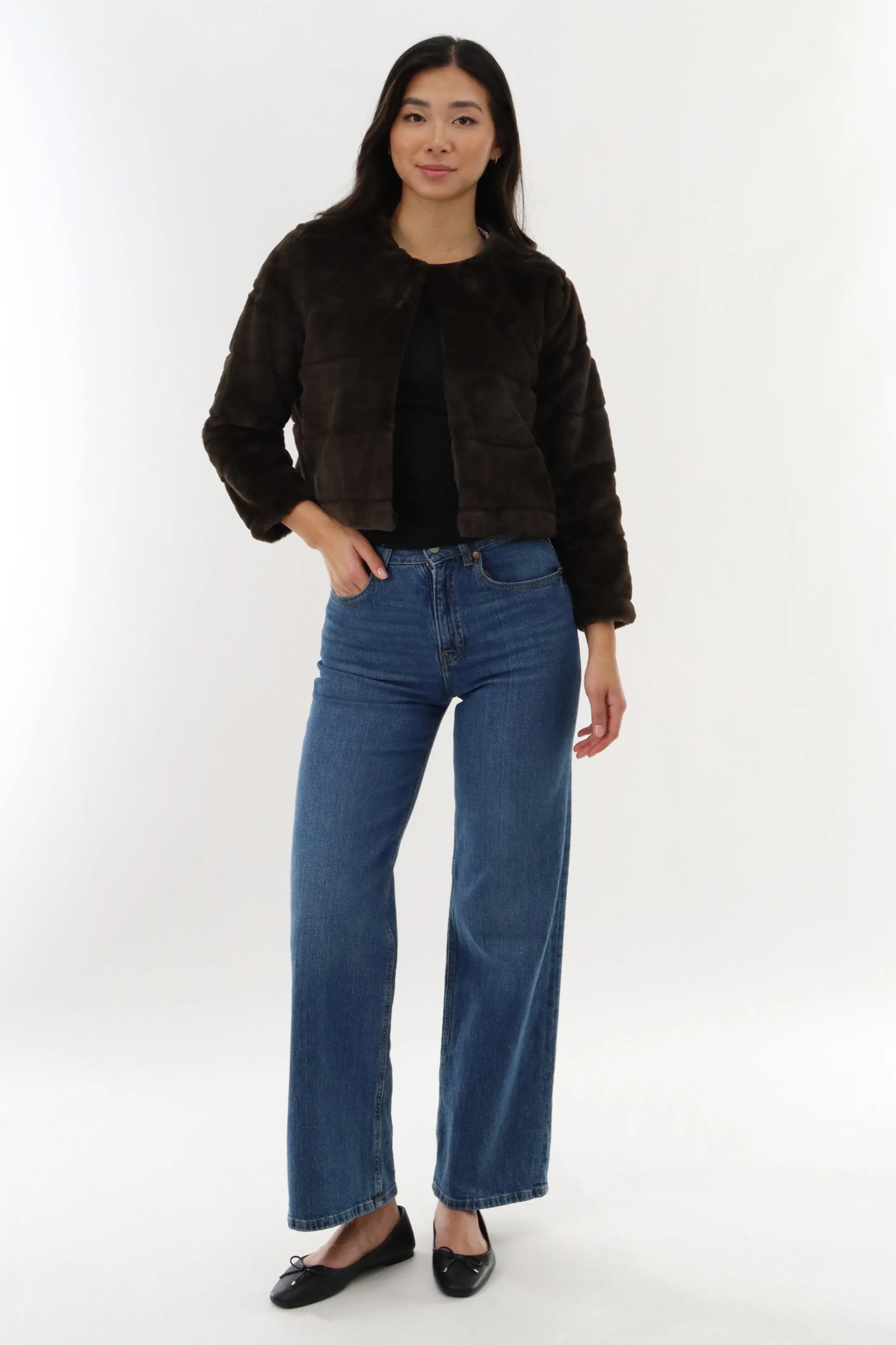 Canada Weather Gear Cropped Faux Fur Lightweight Jacket - Brown sold by Fairweather product image thumbnail 5