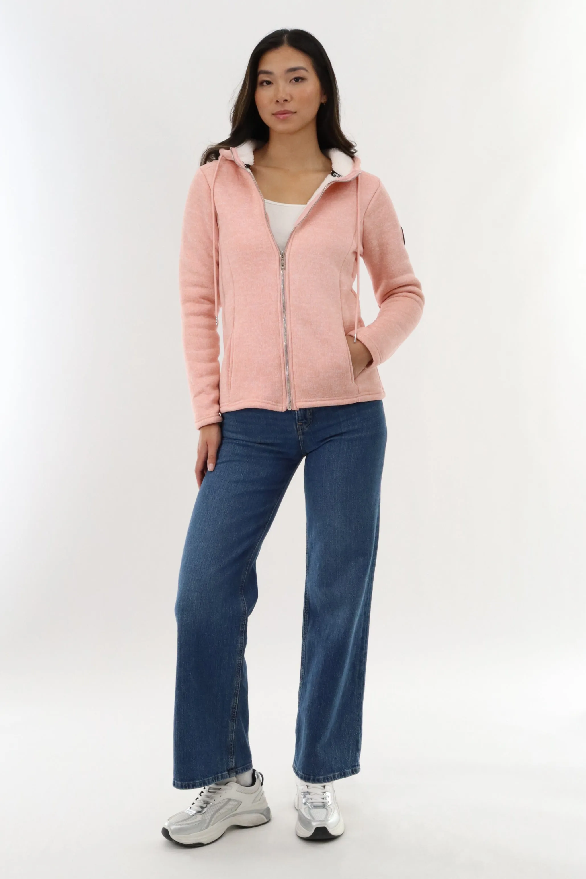 Sherpa Lined Fleece Zip Up Hoodie - Blush sold by Fairweather product image thumbnail 5
