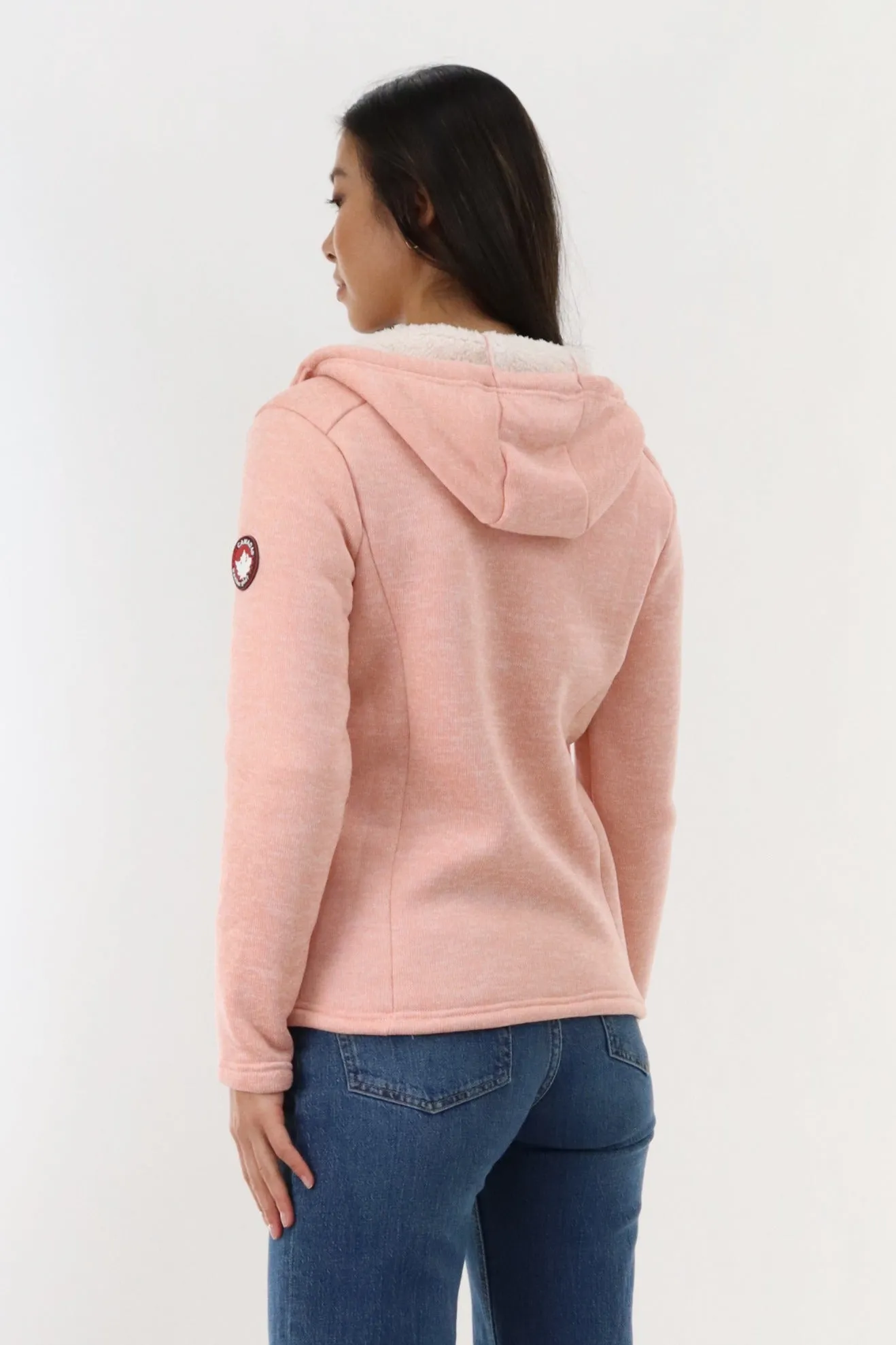 Sherpa Lined Fleece Zip Up Hoodie - Blush sold by Fairweather product image thumbnail 3