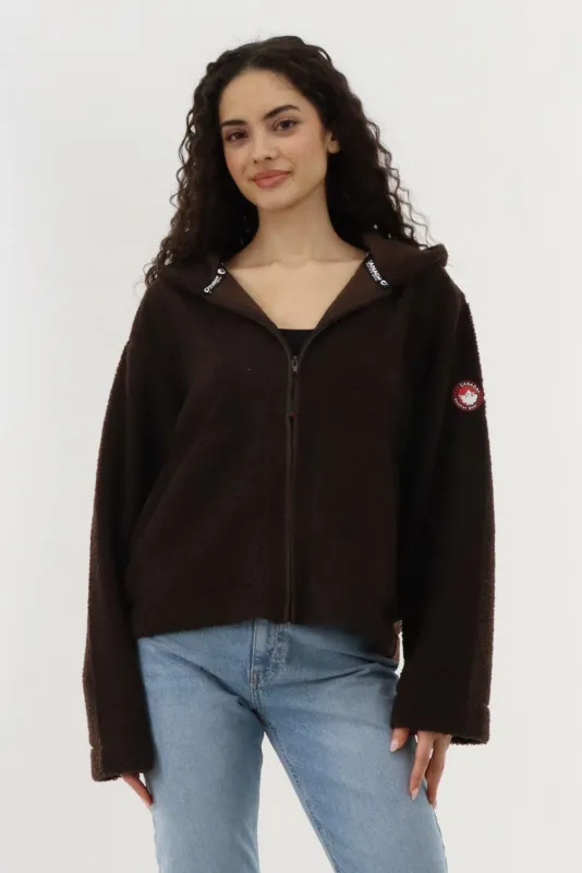 Canada Weather Gear Wide Sleeve Zip Up Hoodie - Brown sold by Fairweather