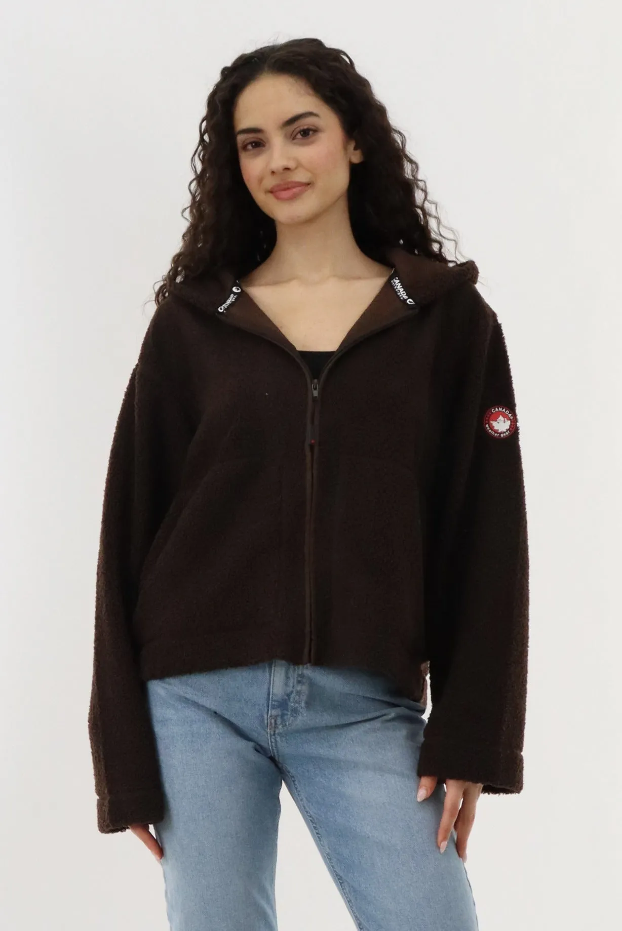 Canada Weather Gear Wide Sleeve Zip Up Hoodie - Brown sold by Fairweather