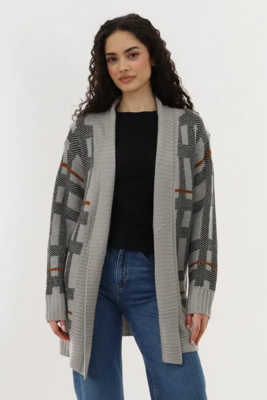 Canada Weather Gear Printed Knit Open Cardigan - Grey sold by Fairweather
