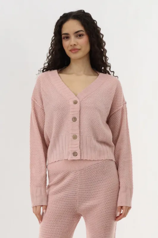 Runaway Bay V-Neck Knit Cardigan - Blush sold by Fairweather
