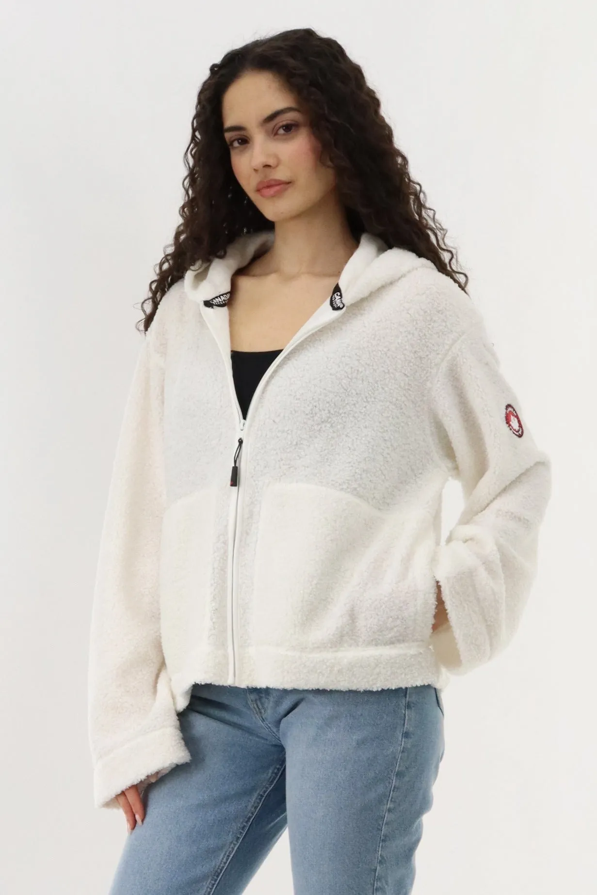 Wide Sleeve Zip Up Hoodie - Cream sold by Fairweather product image thumbnail 2