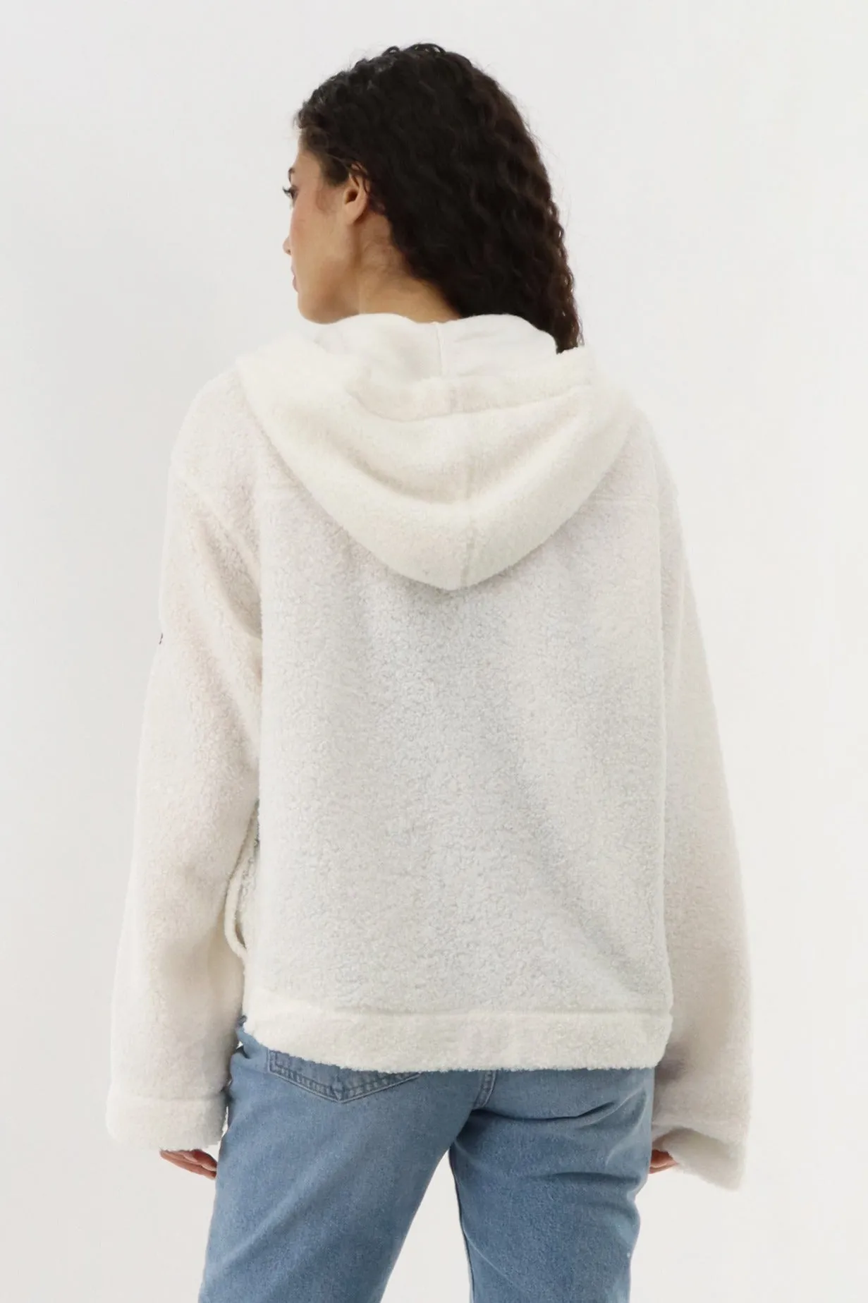 Wide Sleeve Zip Up Hoodie - Cream sold by Fairweather product image thumbnail 3