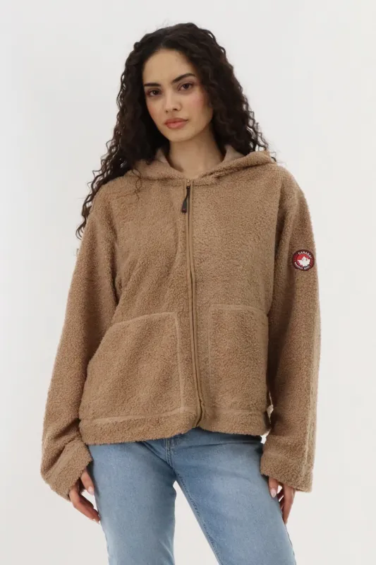 Canada Weather Gear Wide Sleeve Zip Up Hoodie - Camel sold by Fairweather