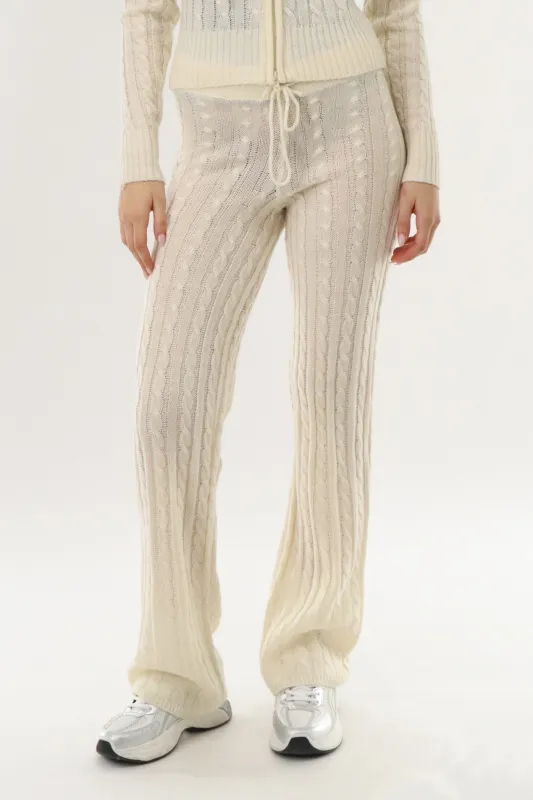 Runaway Bay Cable Knit Pants - Cream sold by Fairweather