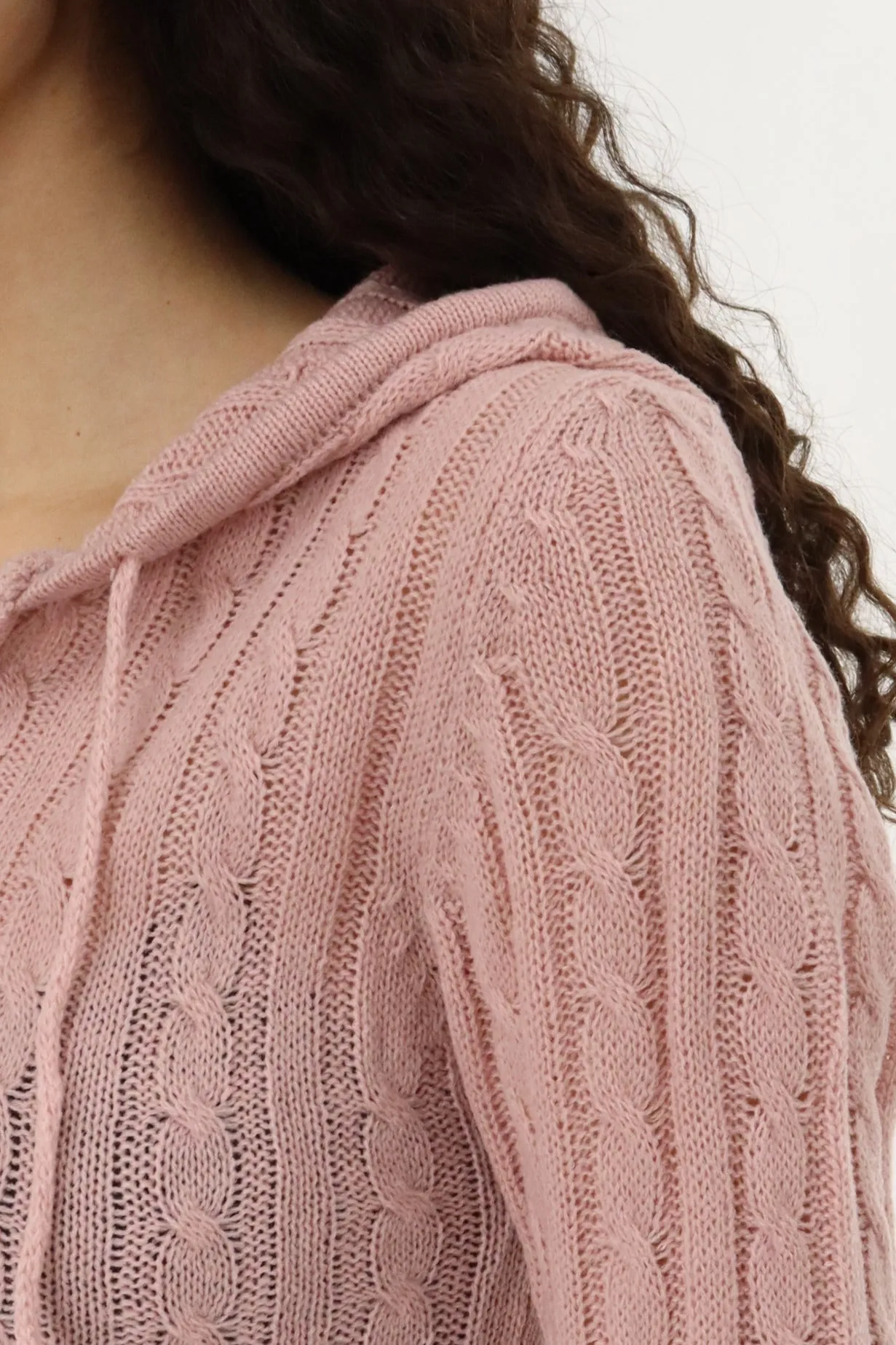 Cable Knit Zip Up Cardigan - Blush sold by Fairweather product image thumbnail 4