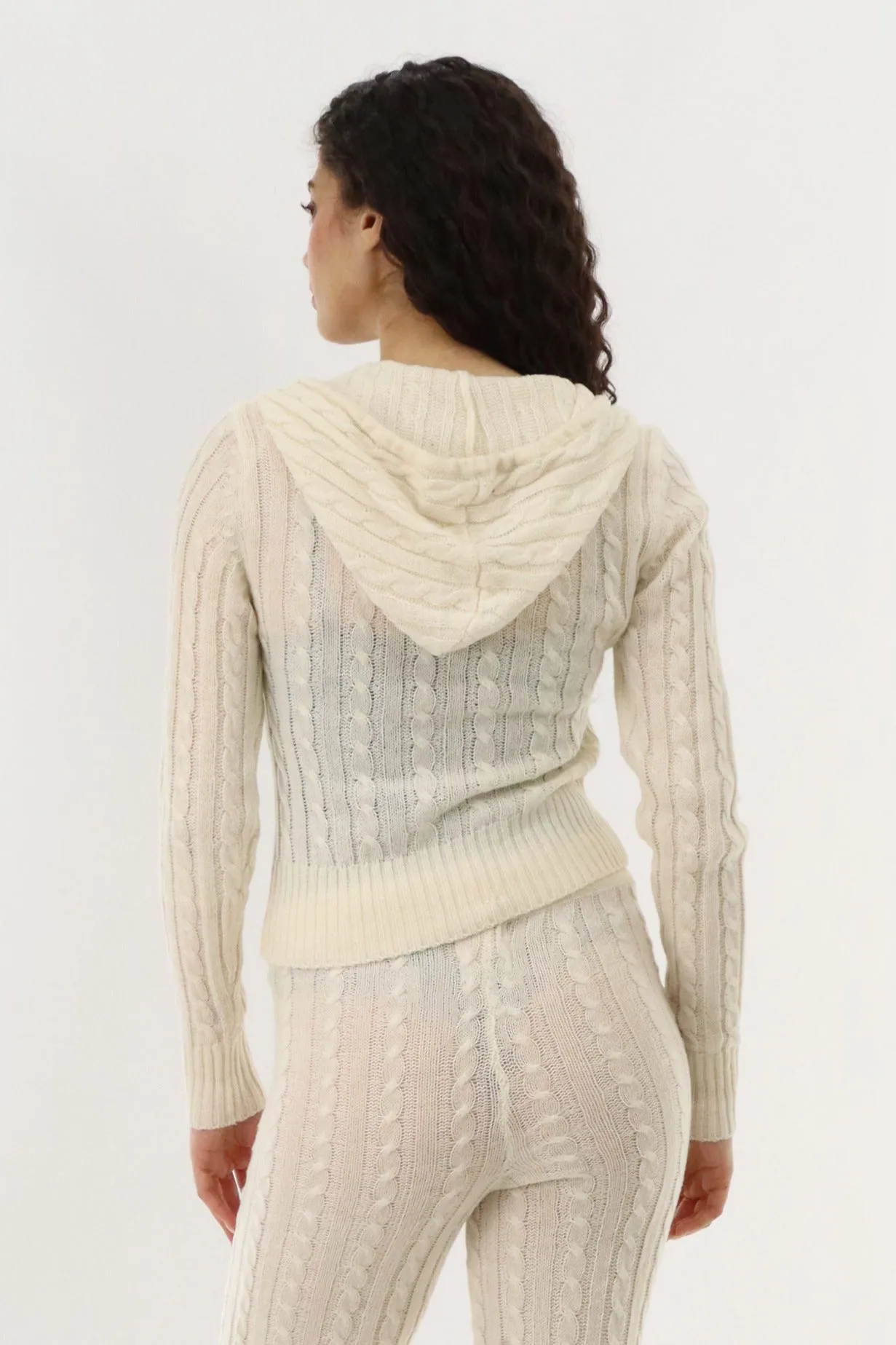 Runaway Bay Cable Knit Zip Up Cardigan - Cream sold by Fairweather product image thumbnail 3