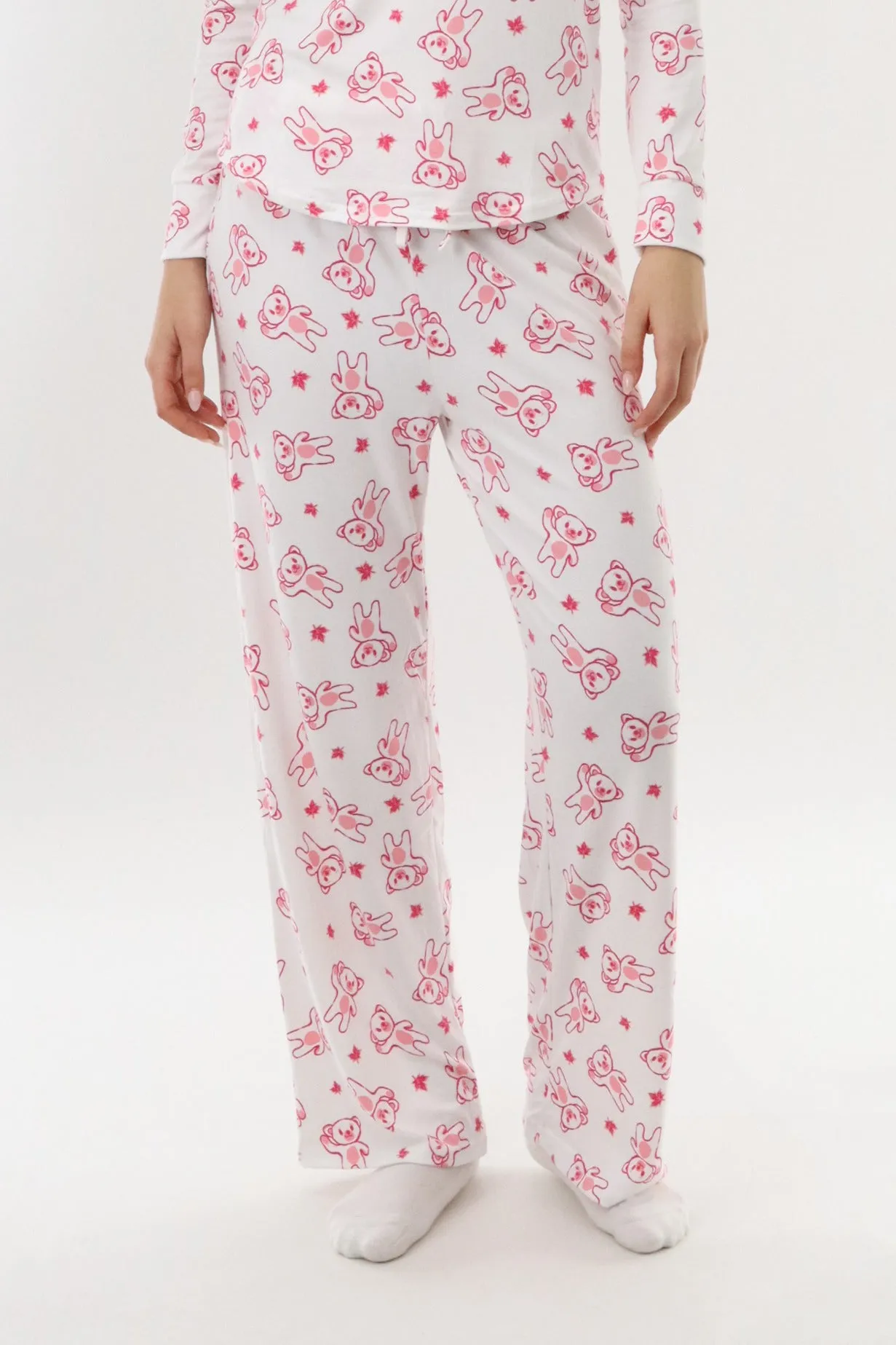 Canada Weather Gear Teddy Bear Pajama Pants - White sold by Fairweather