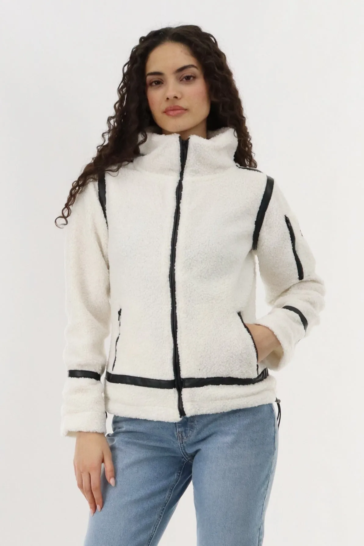Sherpa Contrast Lightweight Jacket - White sold by Fairweather