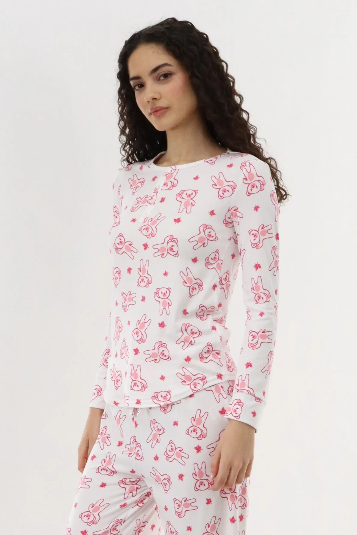 Teddy Bear Printed Pajama Top - White sold by Fairweather product image thumbnail 2
